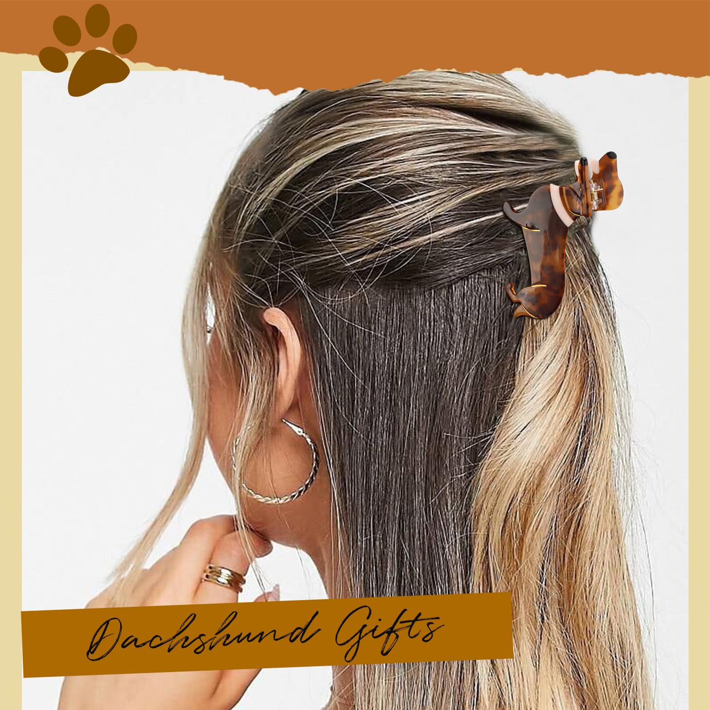 **Cute Dachshund Dog Hair Clips for Women - Acetate Animal Hair Accessories for Puppy Lovers - Perfect Mother's Day, Birthday & Christmas Gifts - Great for Pet Lovers, Stocking Stuffers & Everyday Styling**
