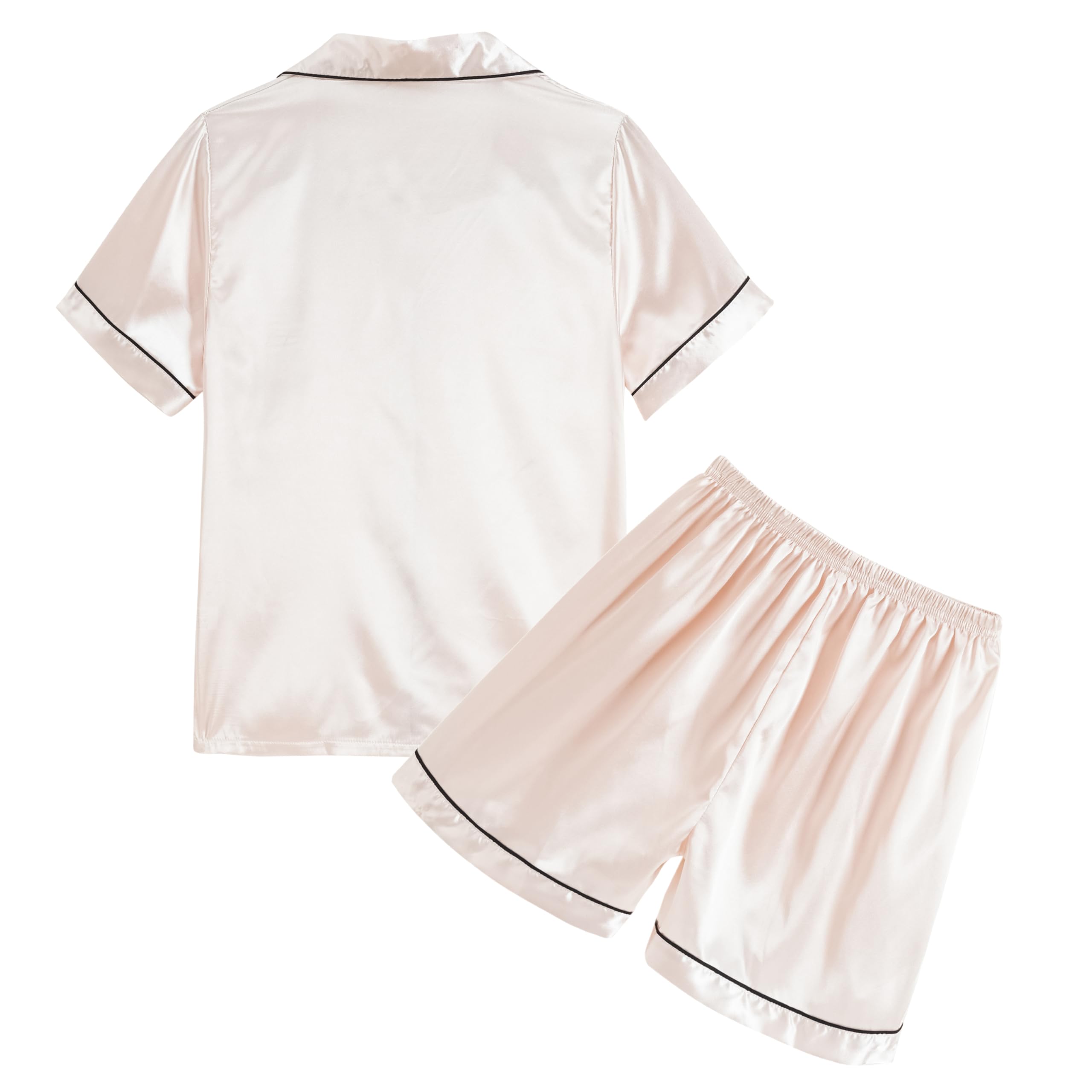 Unisex Kids Pajama Sets - Summer Short Sleeve & Shorts Sleepwear for Boys and Girls - Soft Silky Button Down Loungewear - Perfect for Bedtime, Sleepovers & Summer Nights