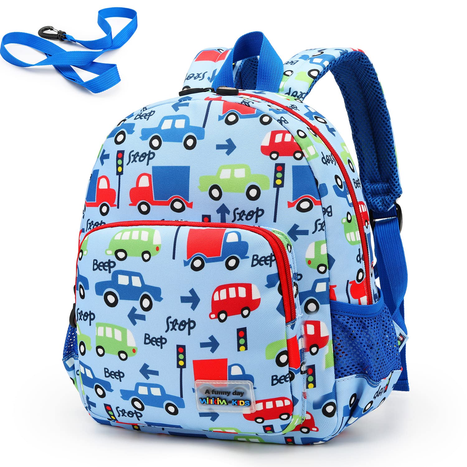 3D Dinosaur Backpack for Toddlers - Waterproof Kids Backpack with Safety Leash for Boys & Girls (Blue Bus) - Perfect for Preschool, Daycare & Travel Adventures