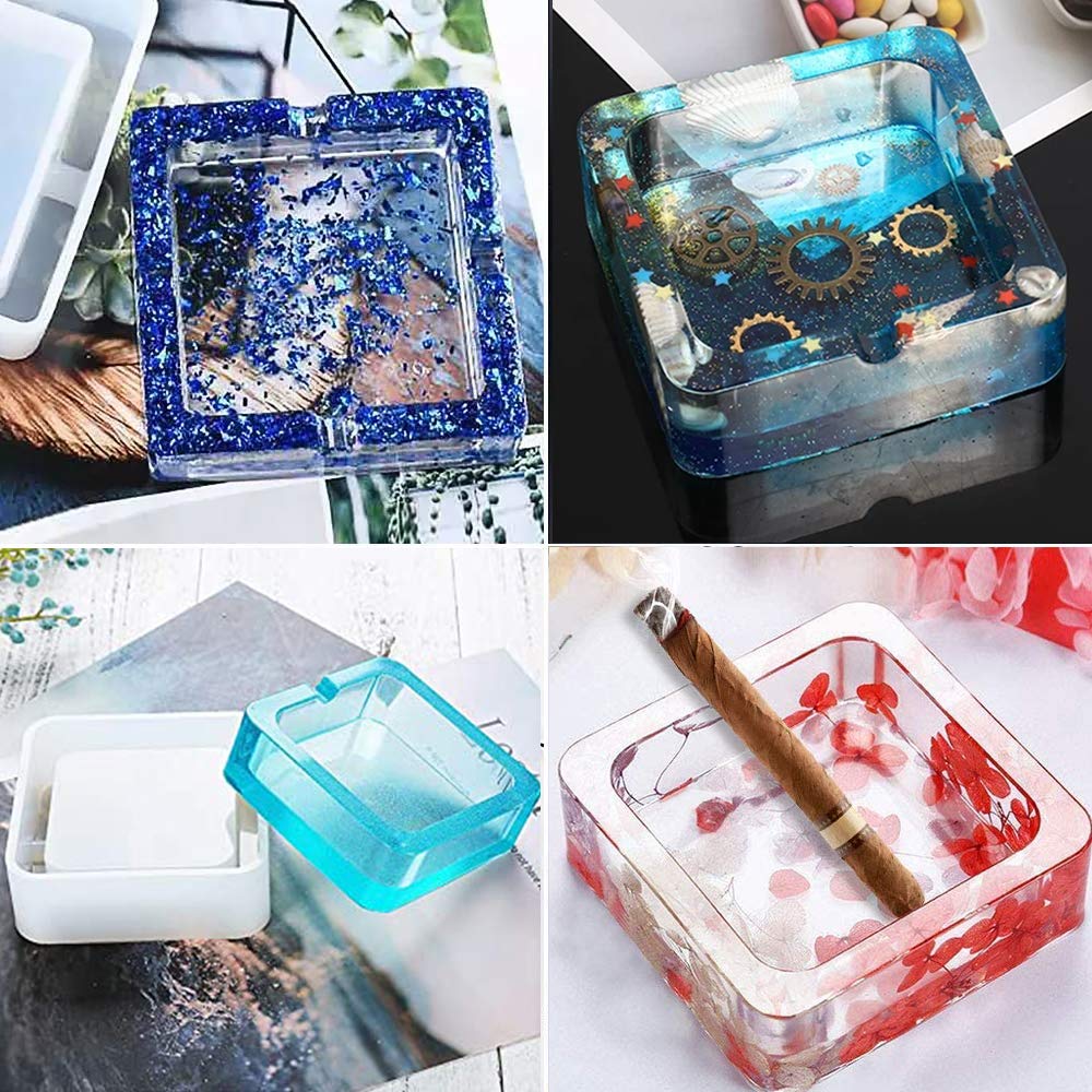 2 Packs Square Ashtray Silicone Molds for Resin Casting - DIY Epoxy Resin Art Craft Supplies - Perfect for Home Decor, Gift Making & Smoking Accessories
