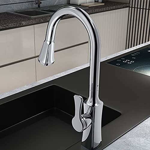 OMOONS Brushed Gold Pull Out Kitchen Faucet with 360° Swivel Sprayer - Commercial Grade Bar & Farmhouse Sink Mixer Tap for Hot & Cold Water - Perfect for Restaurants, Home Kitchens & Outdoor Bars