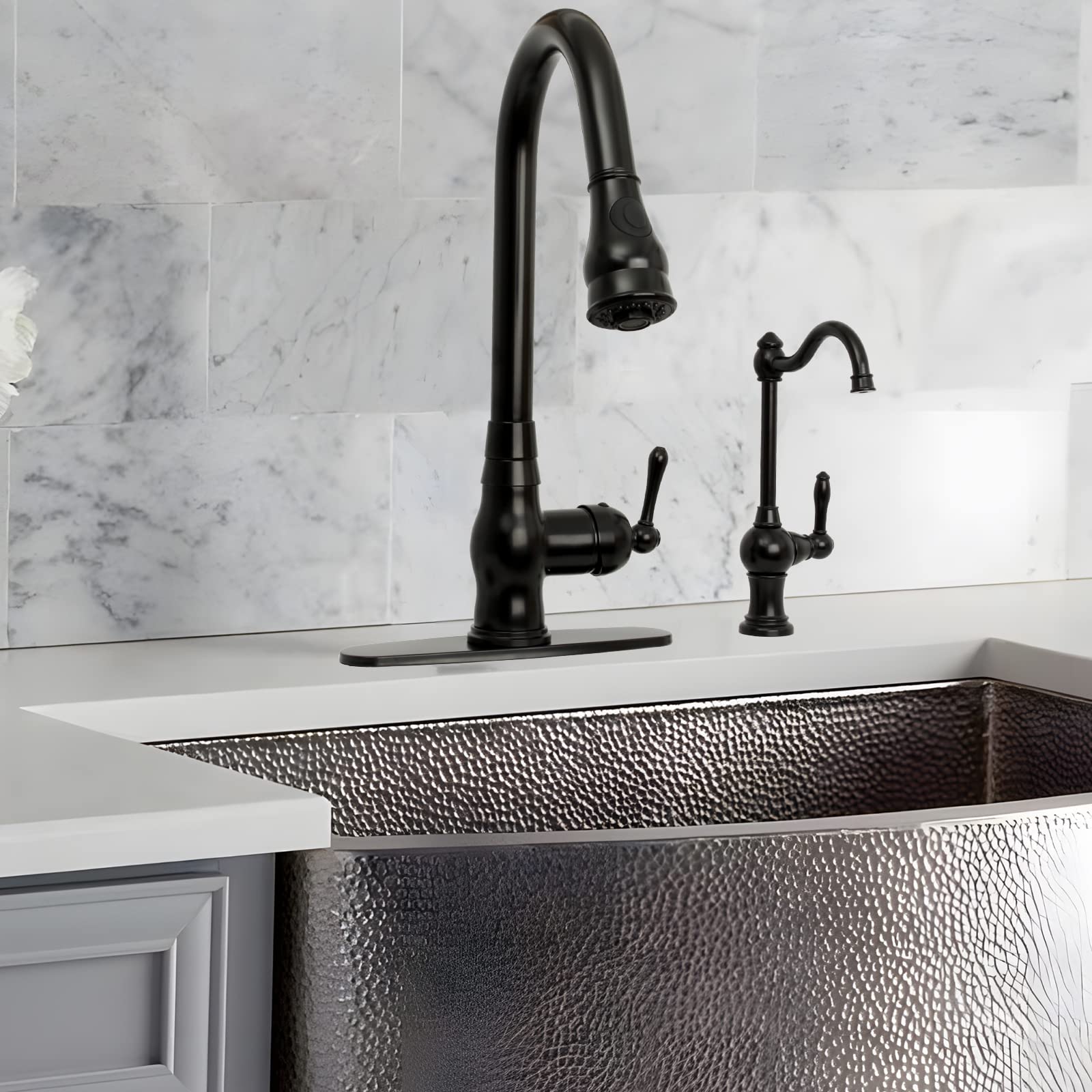 Akicon Lead-Free Brass Kitchen Water Filter Faucet - Matte Black | Fits Most Reverse Osmosis & Water Filtration Systems (Non-Air Gap) | Cold Water Only | Perfect for Clean Drinking Water in Home, Office, or RV