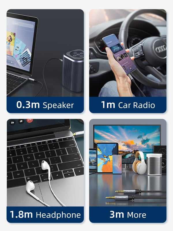 3.5mm Male to Male Stereo Audio Aux Cable - High Quality AUX Cord for Car, Home Stereo, Speakers & Headphones | 3.5mm Audio Cable for Smartphones, Laptops, TVs & More