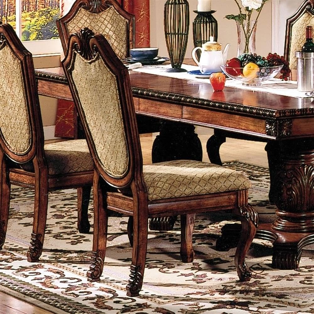 Acme Chateau De Ville Cherry Upholstered Dining Side Chairs Set of 2 - Perfect for Kitchen, Dining Room & Breakfast Nook