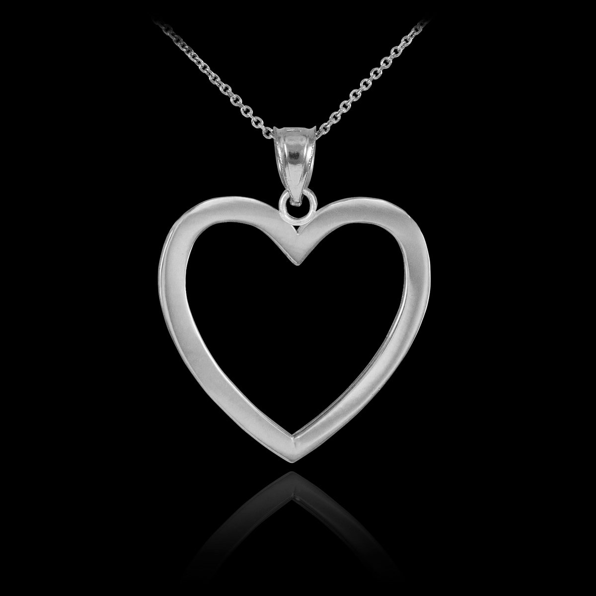 10K White Gold Open Heart Necklace for Women - Elegant Dainty Pendant Jewelry Gift for Her - Perfect for Valentine's Day, Anniversary & Special Occasions