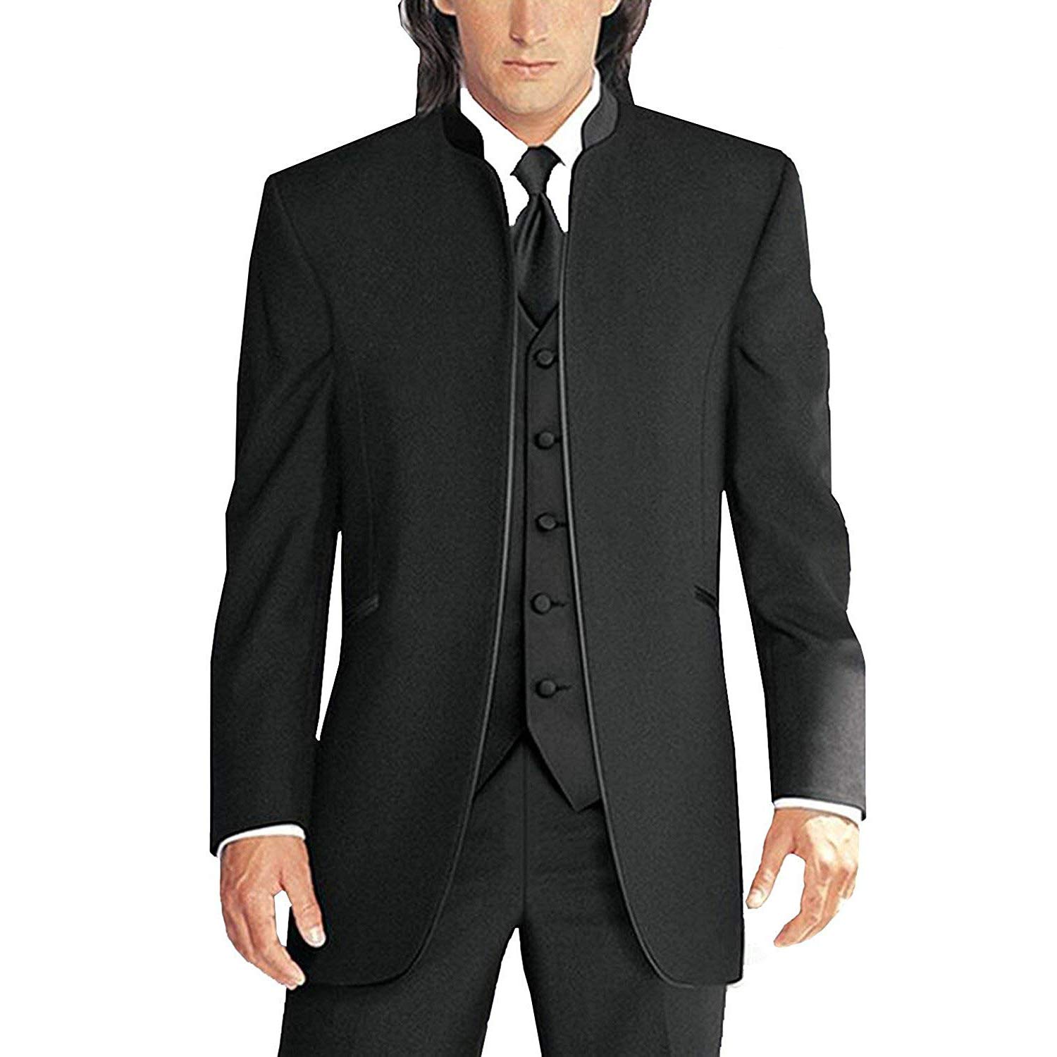 Men's 3-Piece Chinese Suit Set - Stand Collar Blazer & Single Breasted Business Wedding Outfit | Formal Attire for Weddings, Business Meetings & Special Occasions