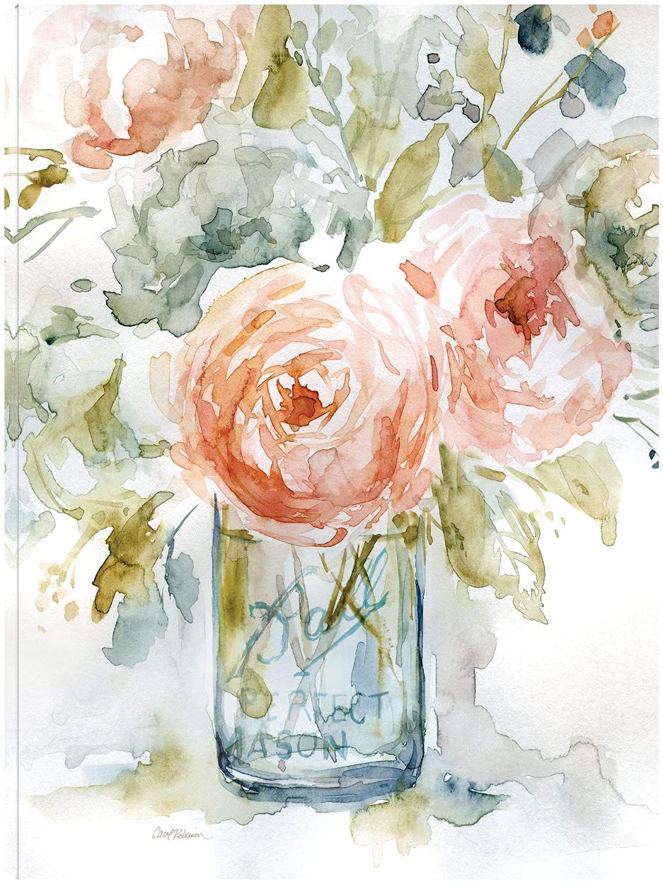 Premium Canvas Wall Art - Cabbage Roses Painting by Artist Carol Robinson | 24x32 Inches | Ready to Hang | Home & Office Decor for Living Room, Bedroom, Bathroom, Kitchen, Dining Area & Bar | Perfect Gift for Housewarming & Interior Design