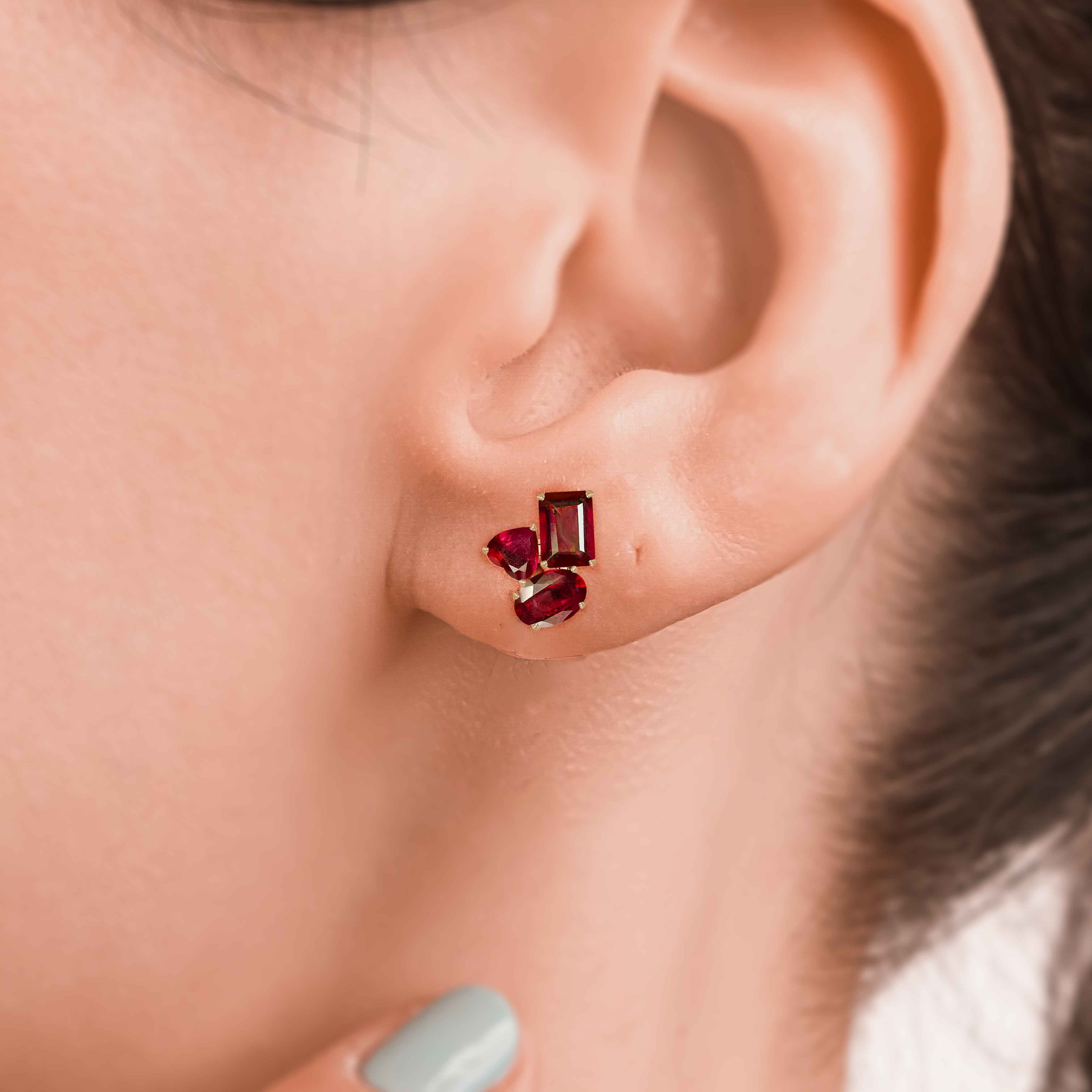 Red Ruby Stud Earrings - Multi Shape Gemstone Jewelry for Women | Perfect for Parties, Weddings & Everyday Wear
