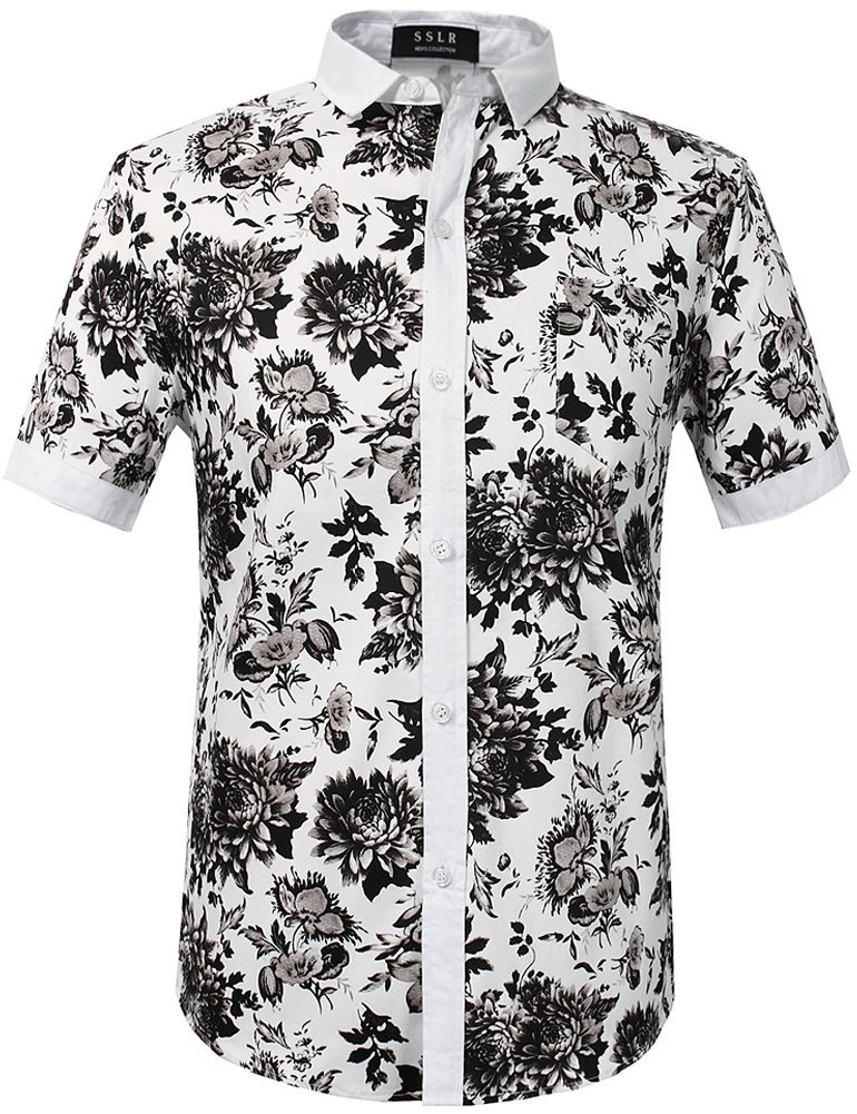 **Men's Hawaiian Shirt - Tropical Floral Short Sleeve Button Down Shirt for Beach Vacation & Summer Casual Wear**    *(Use for: Beach Parties, Luau Events, Summer Vacations, Casual Outings, Tropical Getaways)*