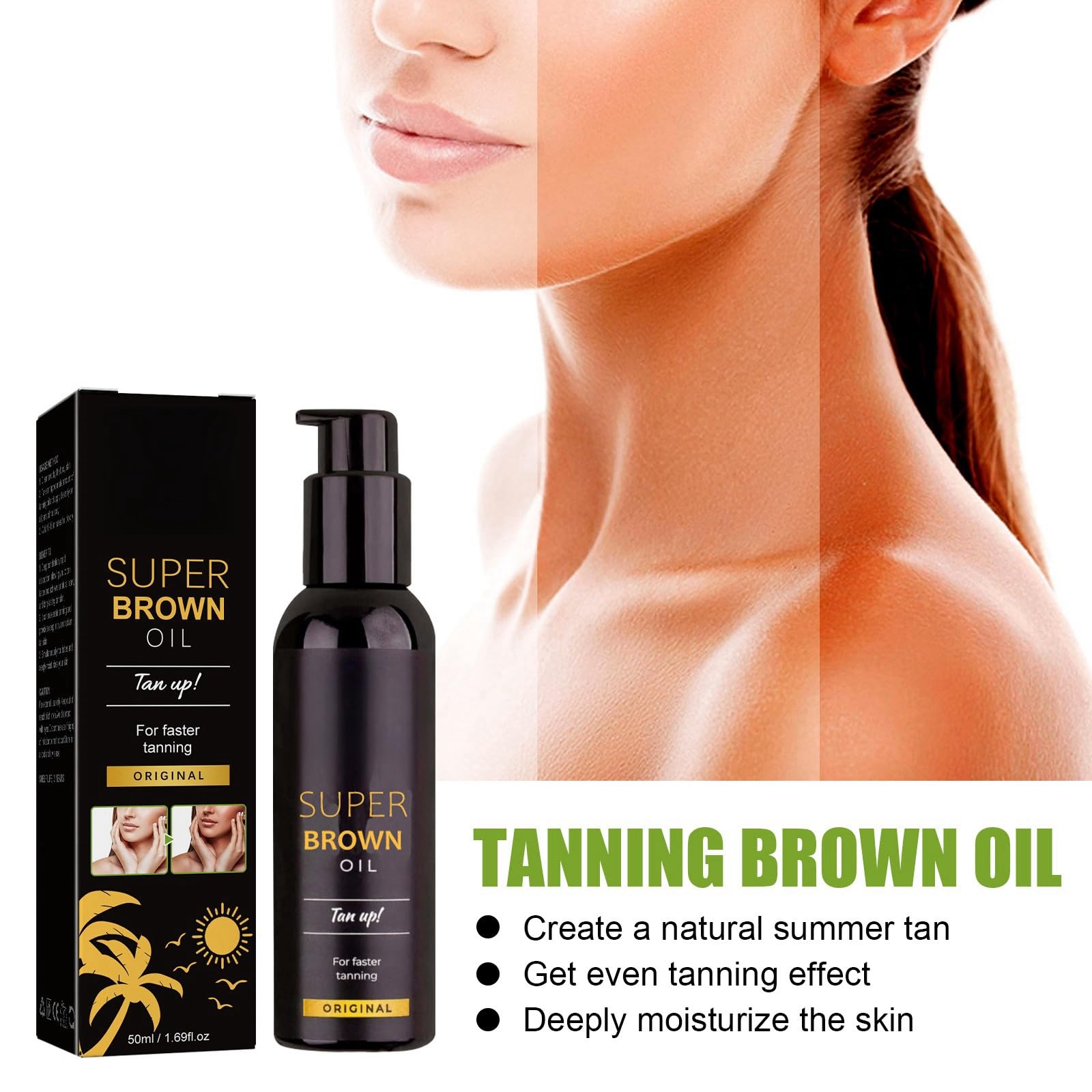 Best Natural Tanning Oil for Summer - Super Moisturizing & Accelerates Tan - Outdoor Sun Tanning Oil for a Deep, Even Glow | Perfect for Beach, Pool & Vacation