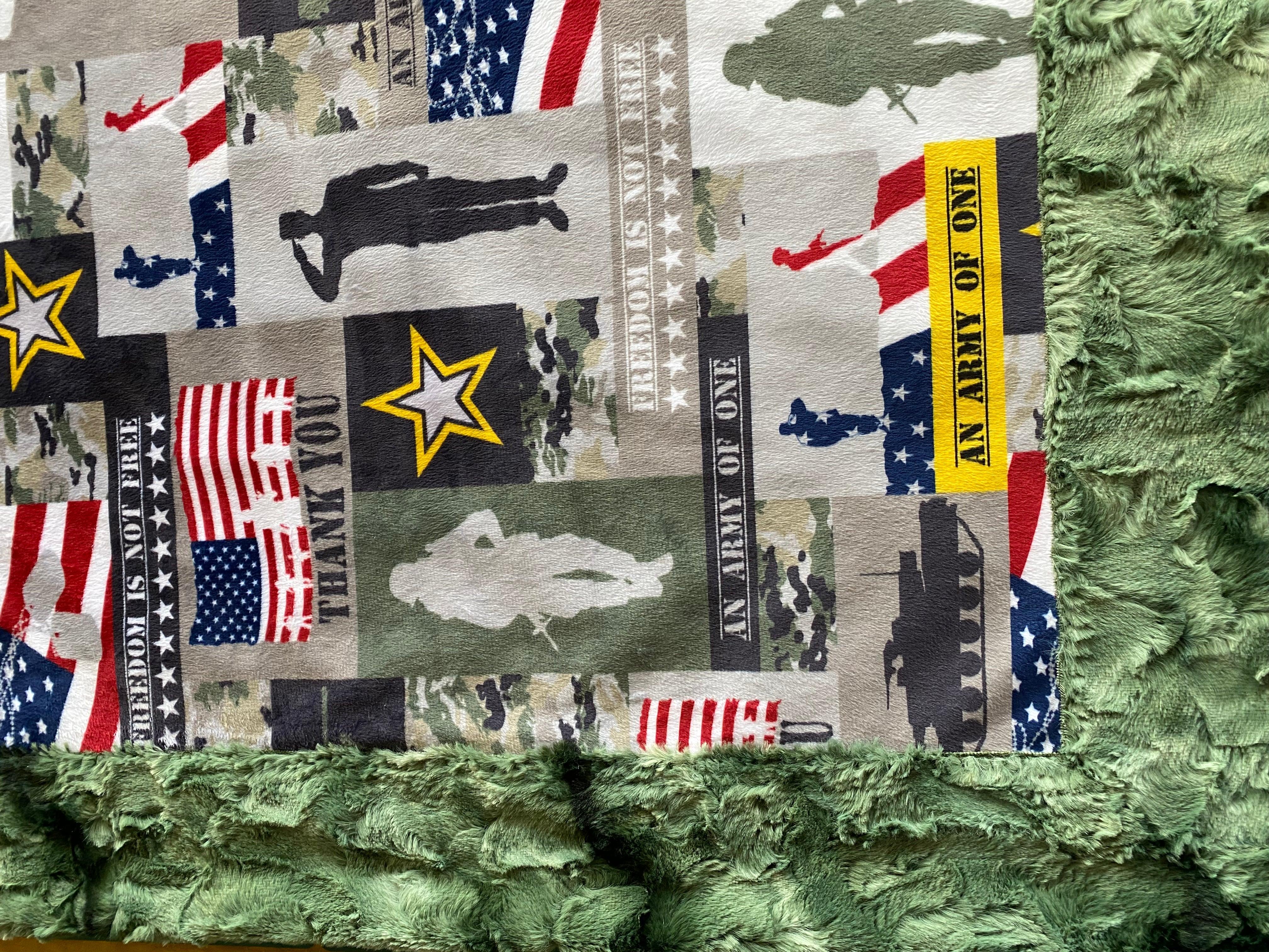 Army Green Camo Galaxy Minky Blanket - Adult Large 56x74 - Soft Military Themed Blanket for Bed, Couch & Outdoor Camping