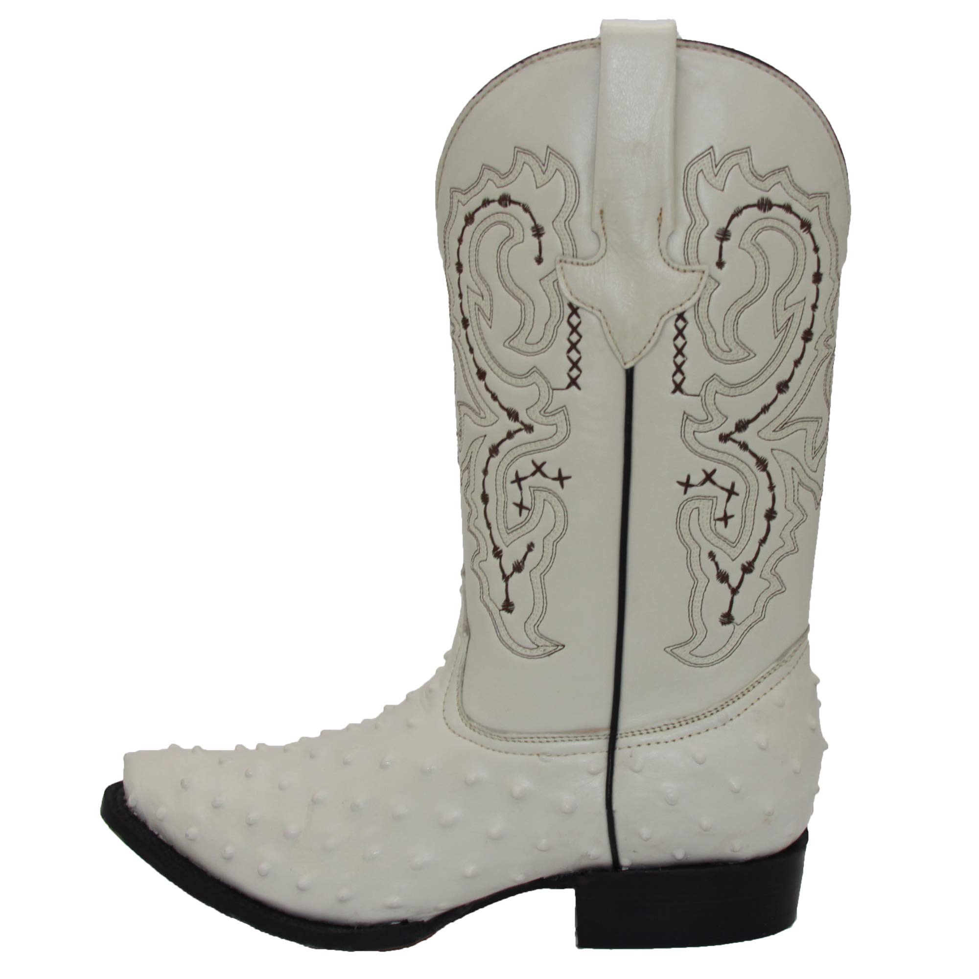 Premium Men's Leather Cowboy Boots - Genuine Embossed Ostrich Quill Print Western Boots with Free Matching Belt | Durable & Comfortable for Rodeo, Country Music Festivals & Western Fashion
