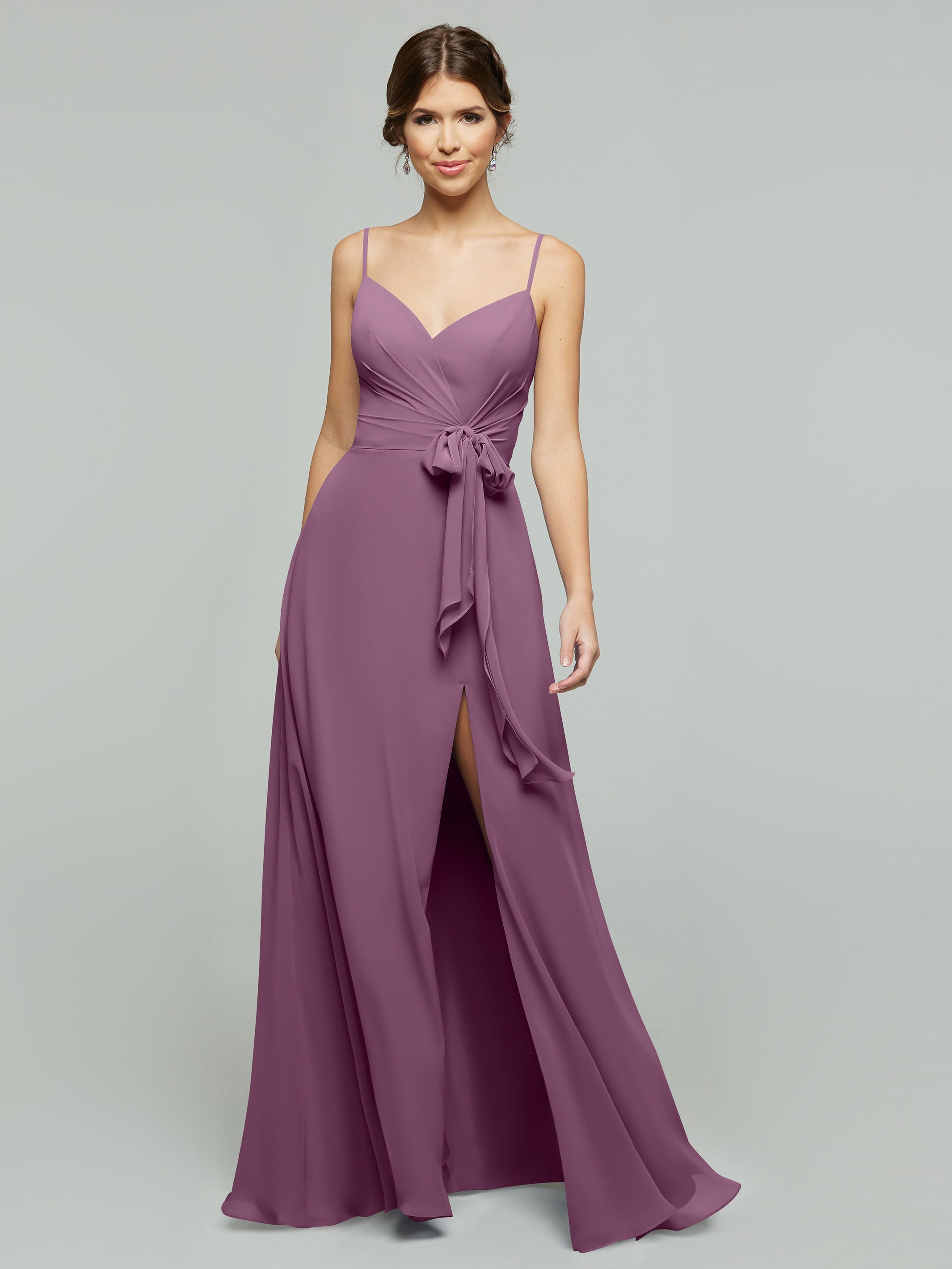 Elegant 80182 Chiffon A-Line Bridesmaid Dress with V-Neck & Spaghetti Straps - Perfect for Weddings, Prom & Formal Events