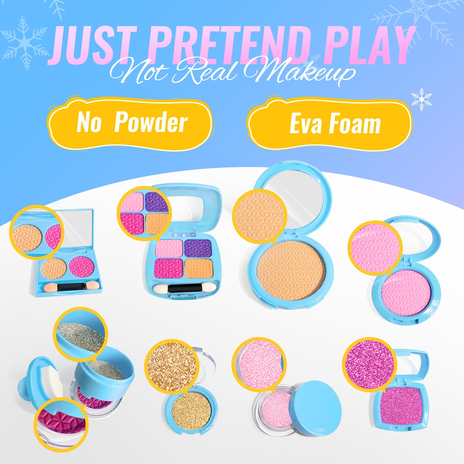 INNOCHEER Pretend Play Makeup Set for Toddlers & Kids - Frozen Themed Toy Cosmetic Kit for Girls Age 3-8 - Safe Non-Toxic Fake Makeup for Dress Up & Role Play - Perfect Birthday, Christmas & Princess Gift for Little Girls - Great for Pretend Play, Tea Parties & Dress-Up Games