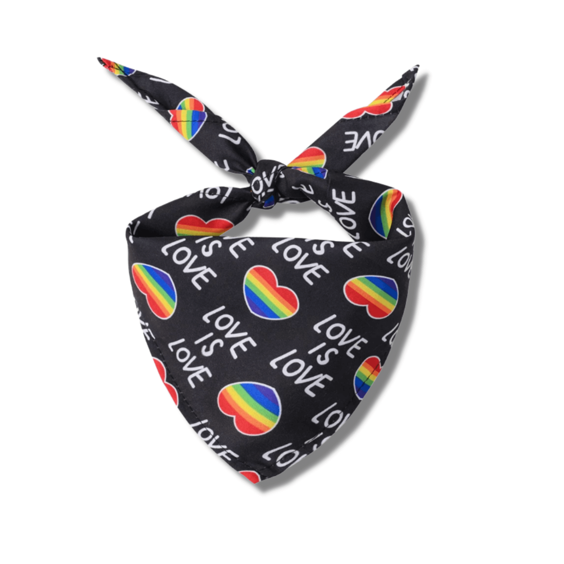 Love is Love Tie Up Dog Bandana - Black Pet Bandana for Small Medium Large Dogs - Perfect for Pride Month, Pet Parties & Daily Walks