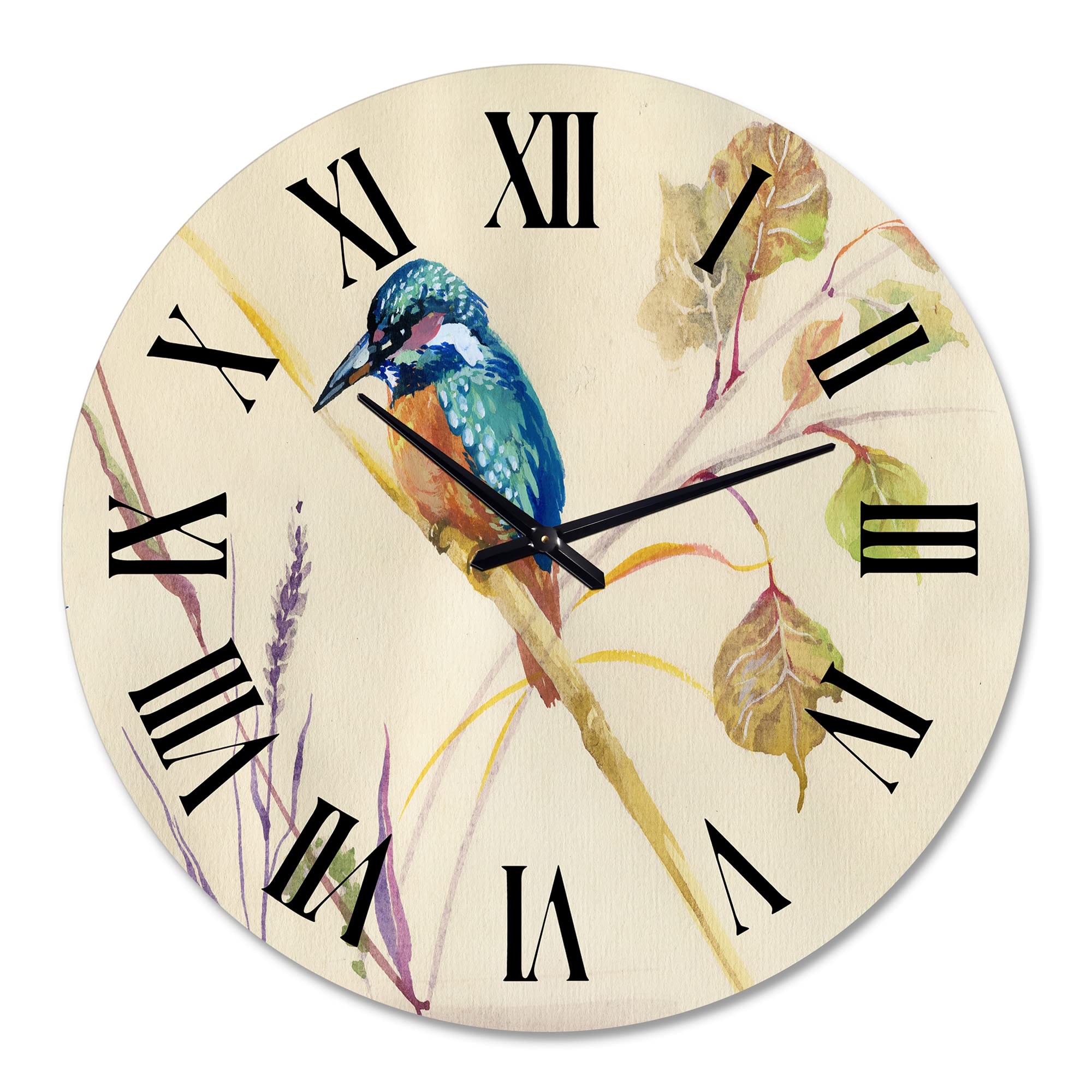 Common Kingfisher Bird Traditional Wall Clock - Large Animal-Themed Decorative Clock for Bedroom, Living Room, and Office Decor