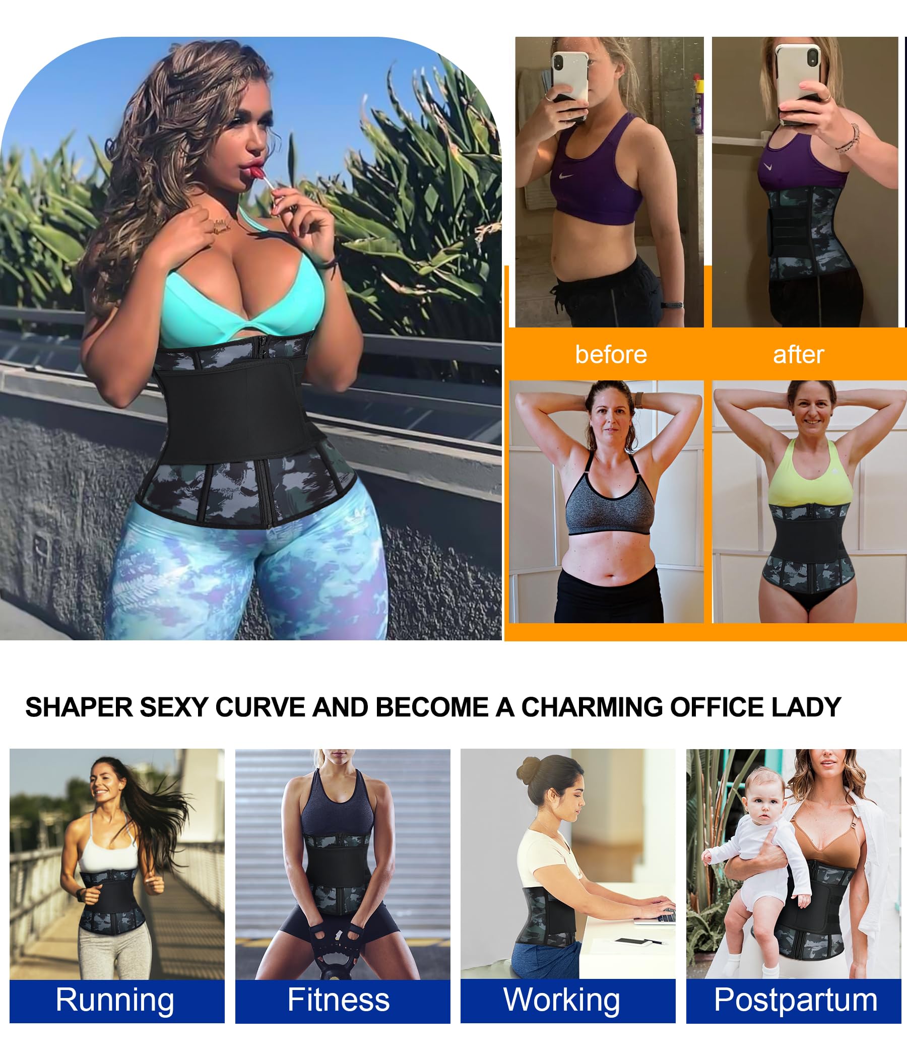 TrainingGirl Women's Waist Trainer Corset - Tummy Control Slimming Belt for Workout & Weight Loss | Postpartum Body Shaper, Sweat Waist Cincher for Gym, Yoga & Everyday Wear