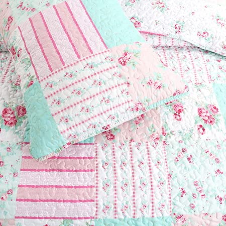 Hillside Flowers 3-Piece 100% Cotton King Size Quilt Set - Soft Bedding for Cozy Bedroom Decor, Perfect for Master Bedrooms & Guest Rooms