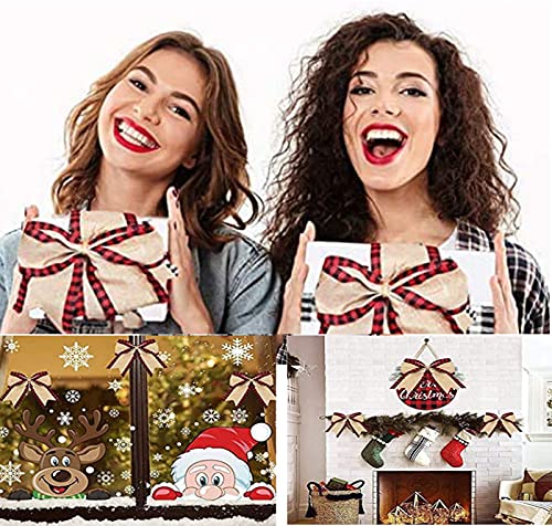 2 Rolls Buffalo Plaid Wired Edge Ribbon - Christmas Burlap Fabric Craft Ribbon for DIY Wrapping, Gift Bows, Holiday Decor (6 Yards per Roll, Checkered Edge) - Perfect for Tree Trimming, Present Wrapping & Seasonal Crafts