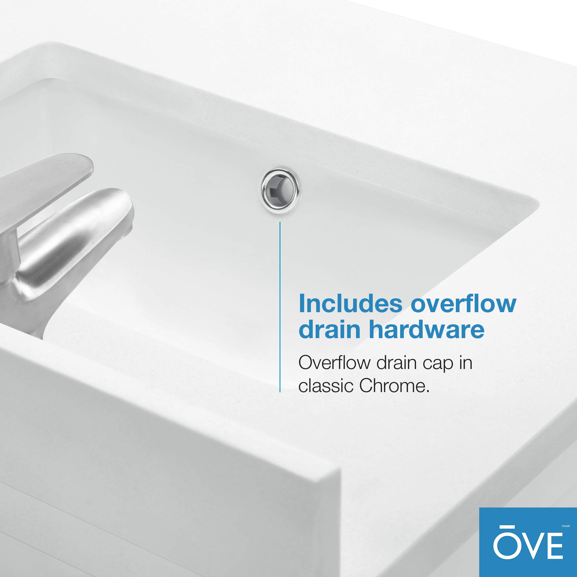Ove Decors Maya Plus 60-Inch Double Sink Bathroom Vanity in Almond Latte Finish with Black Hardware & Power Bar - Modern Bathroom Storage Solution for Master Bath & Guest Bath Remodel