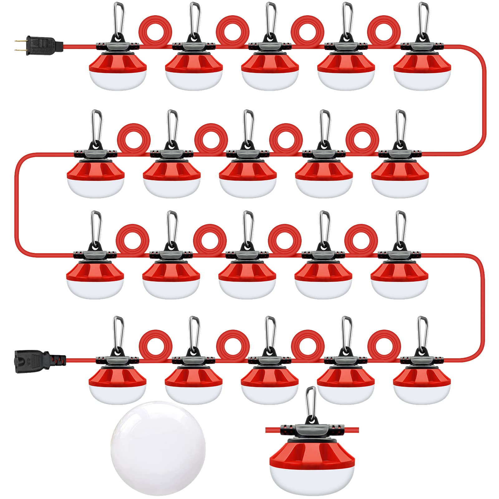 200FT LED Construction String Lights - 20000LM Super Bright Temporary Work Lighting with 20 Medium Base Sockets, Linkable for Outdoor Job Sites, Warehouse, and Event Decor