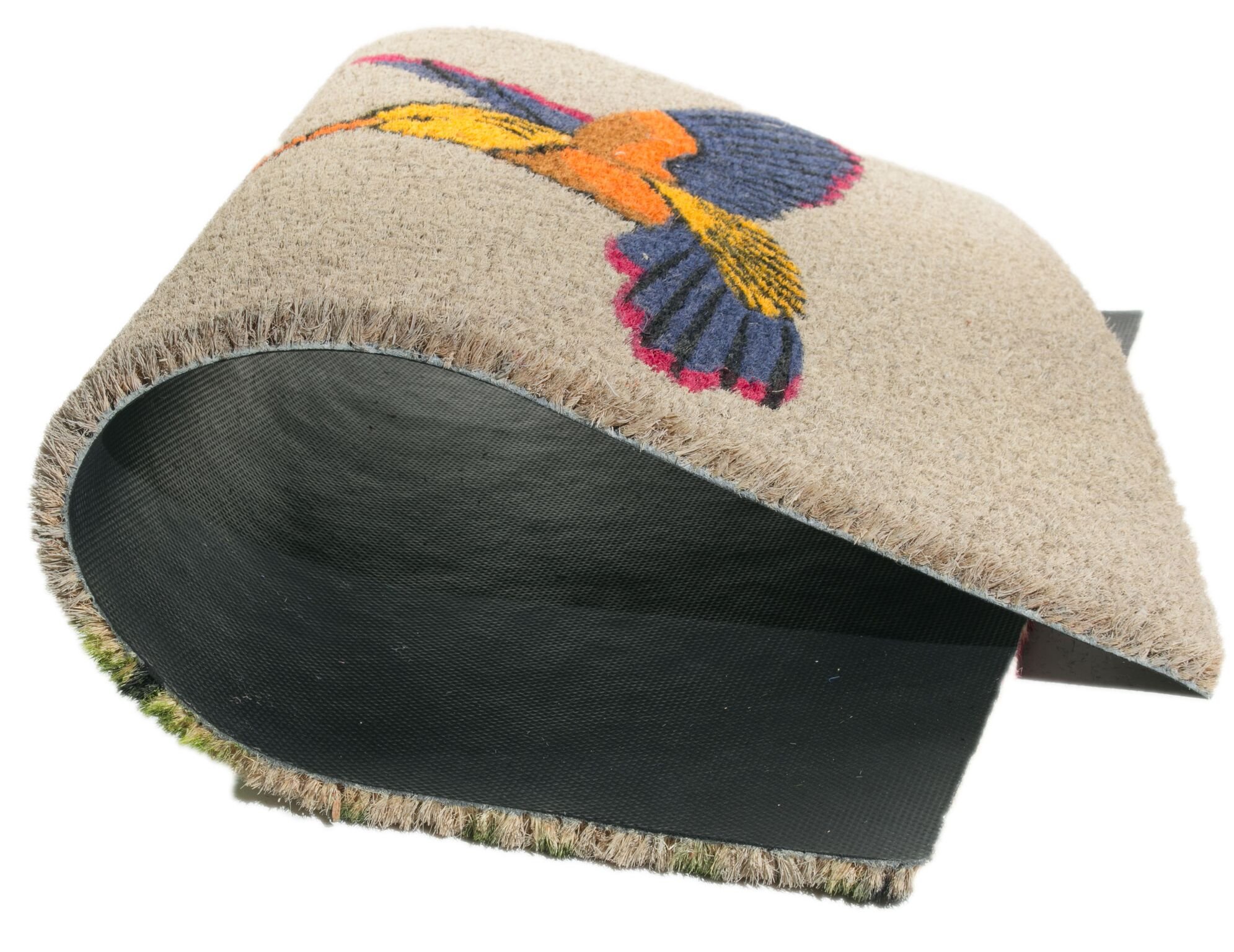 Blue Hummingbird PVC Backed Coir Doormat 18x30 Inches - Durable & Absorbent Entryway Rug for Home, Porch, and Patio Use