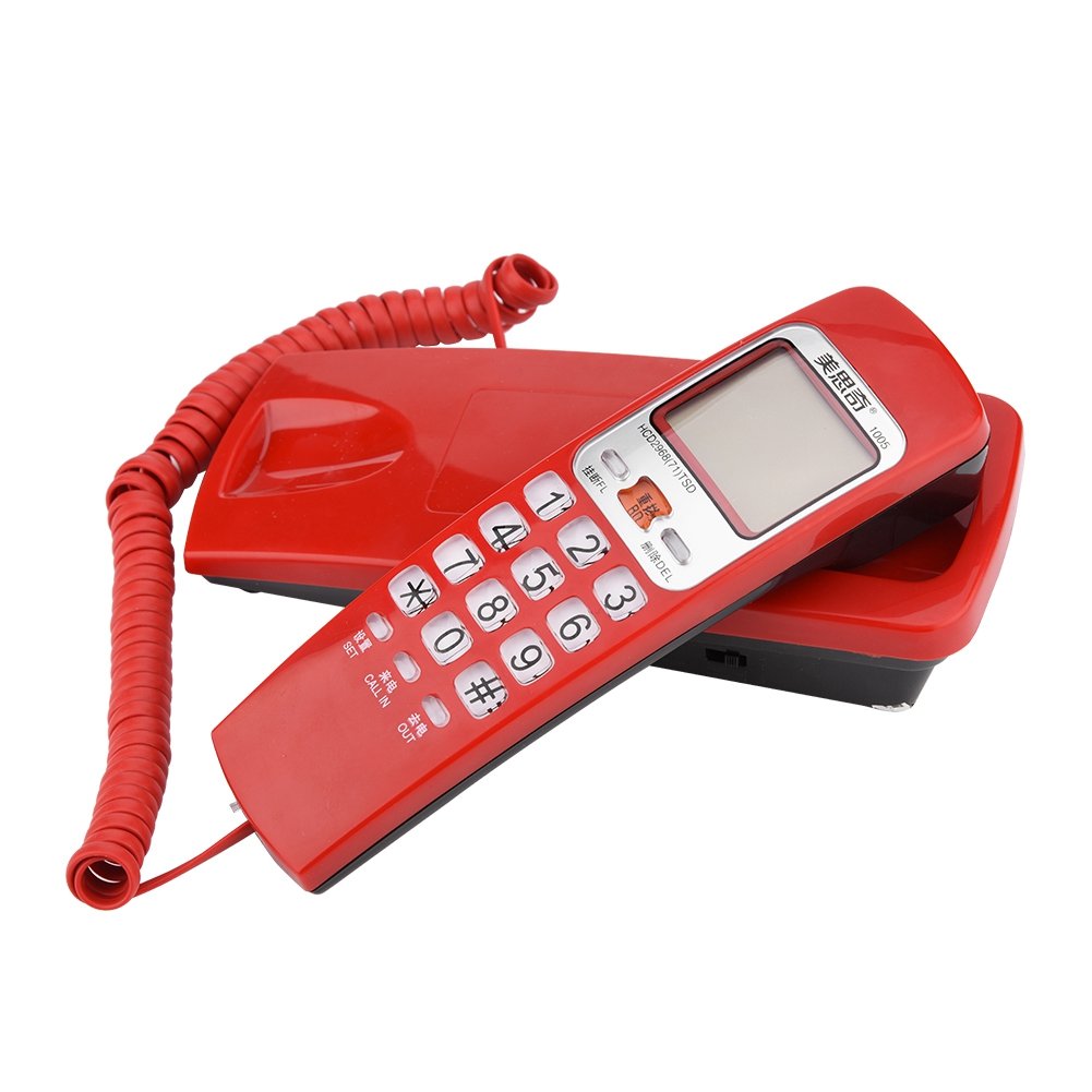 Mini Corded Landline Phone with Caller ID & Backlit Dial - 30 Number Memory, Compact Home Office Telephone (Red) | Perfect for Small Spaces, Bedrooms, and Workspaces