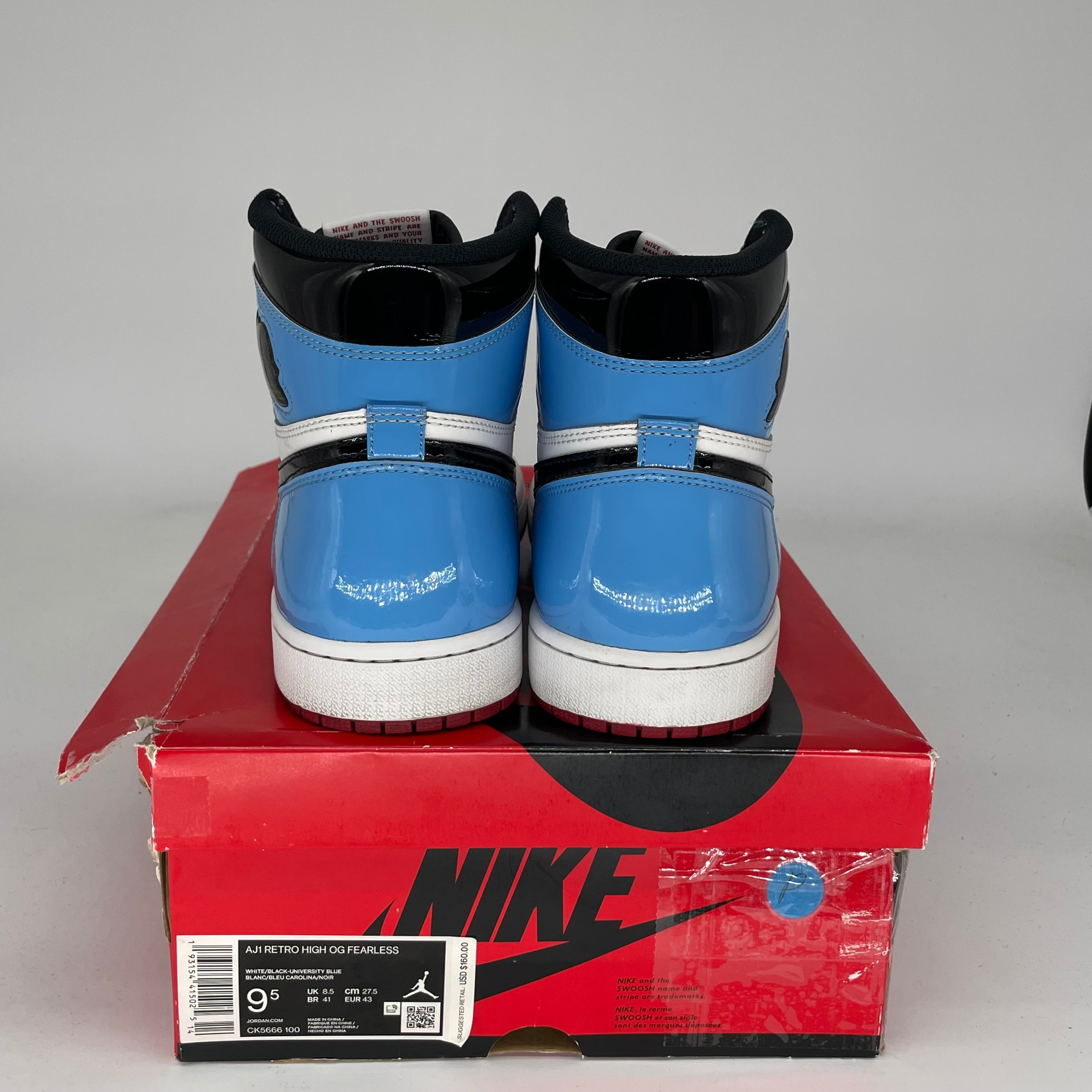 AIR JORDAN 1 FEARLESS UNC CHICAGO Men's Basketball Shoes - Size 9.5 (CK5666-100) - Authentic Retro Sneakers for Streetwear & Sports Fashion
