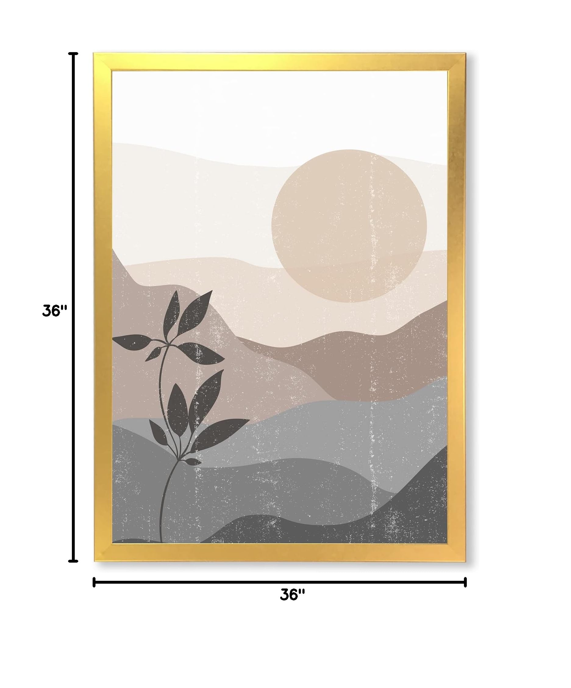 Minimalist Mountain Landscape Sunset Painting - Modern Framed Wall Art Decor for Living Room, Bedroom & Office