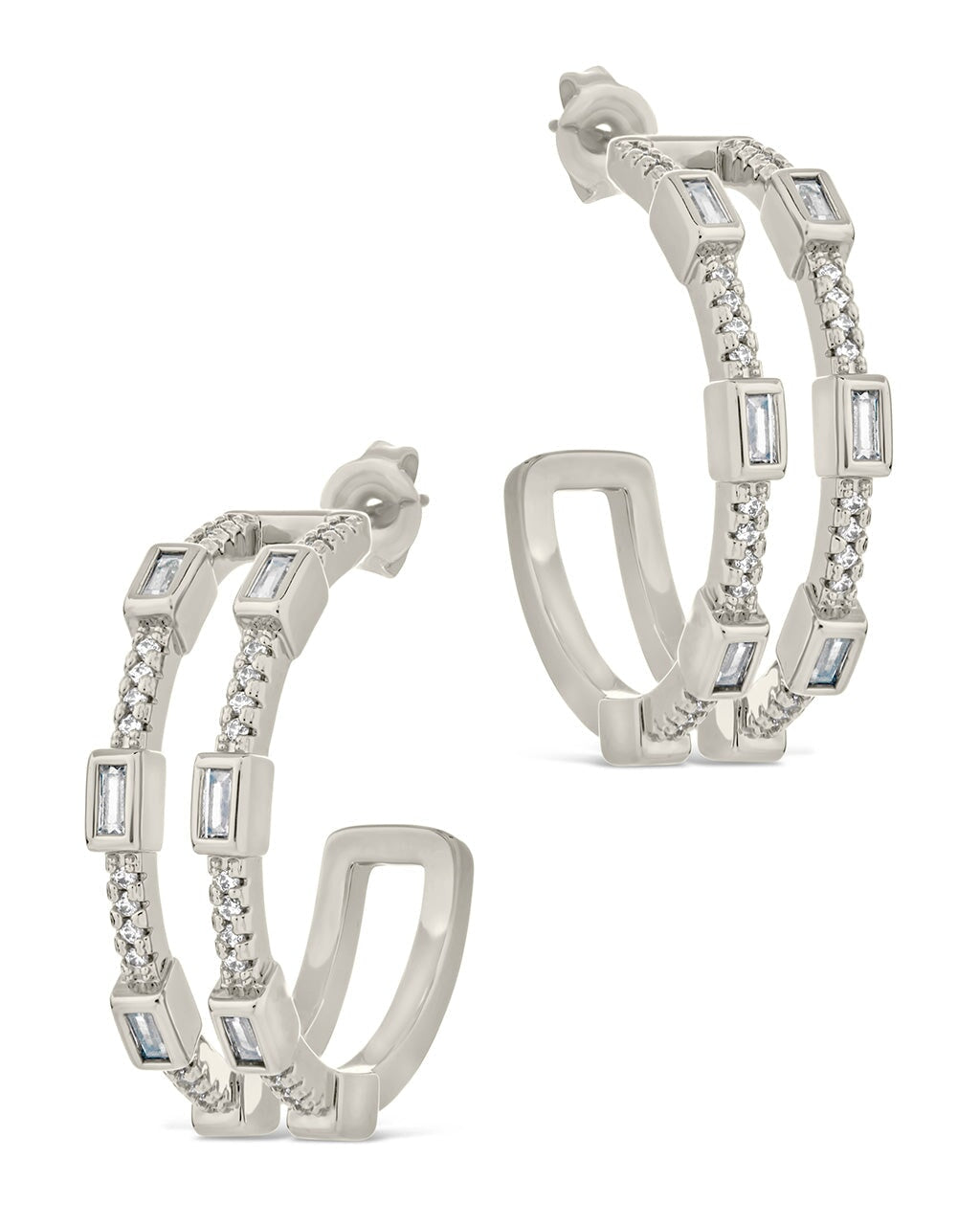 Neah CZ Station Hoop Earrings - Sparkling Cubic Zirconia Stud Earrings for Women, Perfect for Parties, Weddings & Everyday Wear