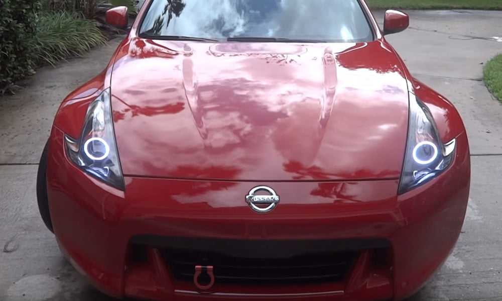 Bright White LED Halo Rings for Nissan 350Z (2006-2009) & 370Z (2010-2020) - Durable Headlight Accent Lighting for Enhanced Night Visibility and Custom Style
