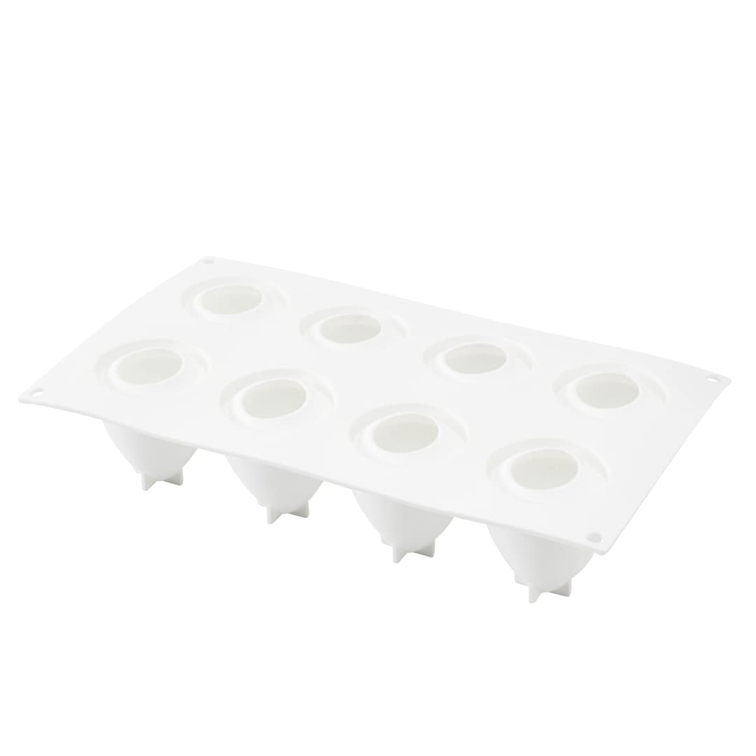 Restaurantware - 8 Cavity Strawberry Silicone Mold Set for Baking, Freezing & Candy Making | Flexible, Non-Stick, Oven-Safe Pastry Molds | Perfect for Cupcakes, Chocolates & DIY Desserts | 10-Pack White Silicone Fruit Molds with Easy Release