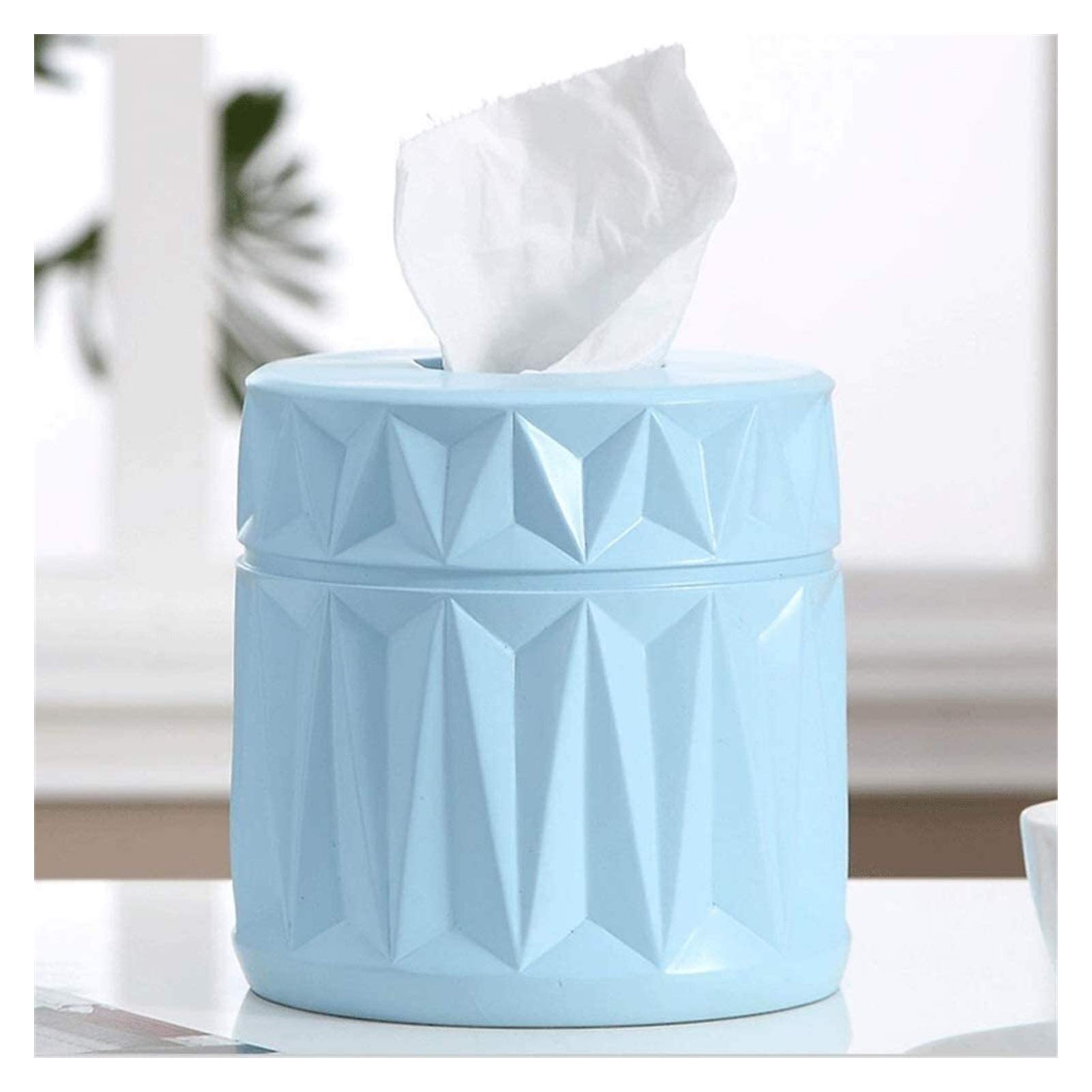 Modern Cylinder Resin Tissue Box Holder - Creative Geometric Pattern Toilet Paper Roll Stand, Gold Napkin Storage Box for Bathroom & Living Room Decor | Home & Office Organization