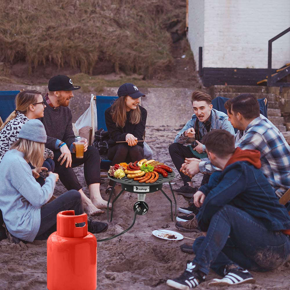 Portable Outdoor Camping Stove - High BTU Propane Gas Burner with Cast Iron Base for Home Brewing, Backpacking & Patio Cooking | Perfect for Grilling, Picnics & Emergency Preparedness