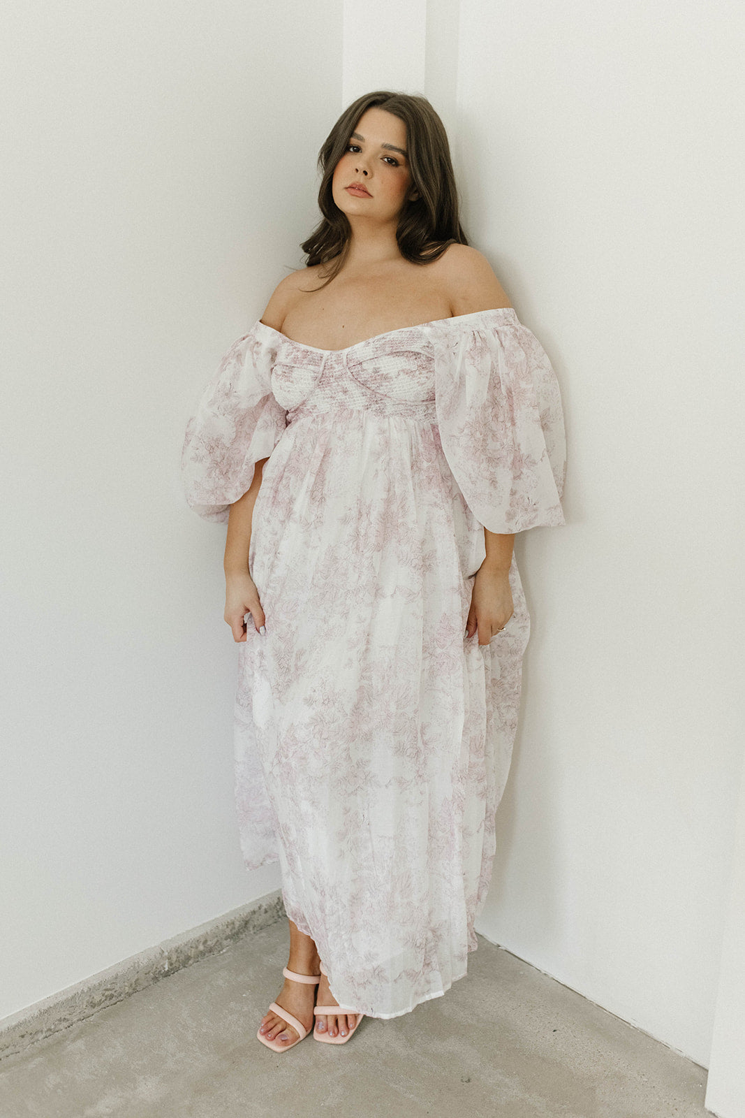 Harlow Midi Dress - Light Pink Floral Print, Bump Friendly Maternity Dress, Inclusive Sizing (S-3XL) for Pregnancy, Baby Shower & Special Occasions