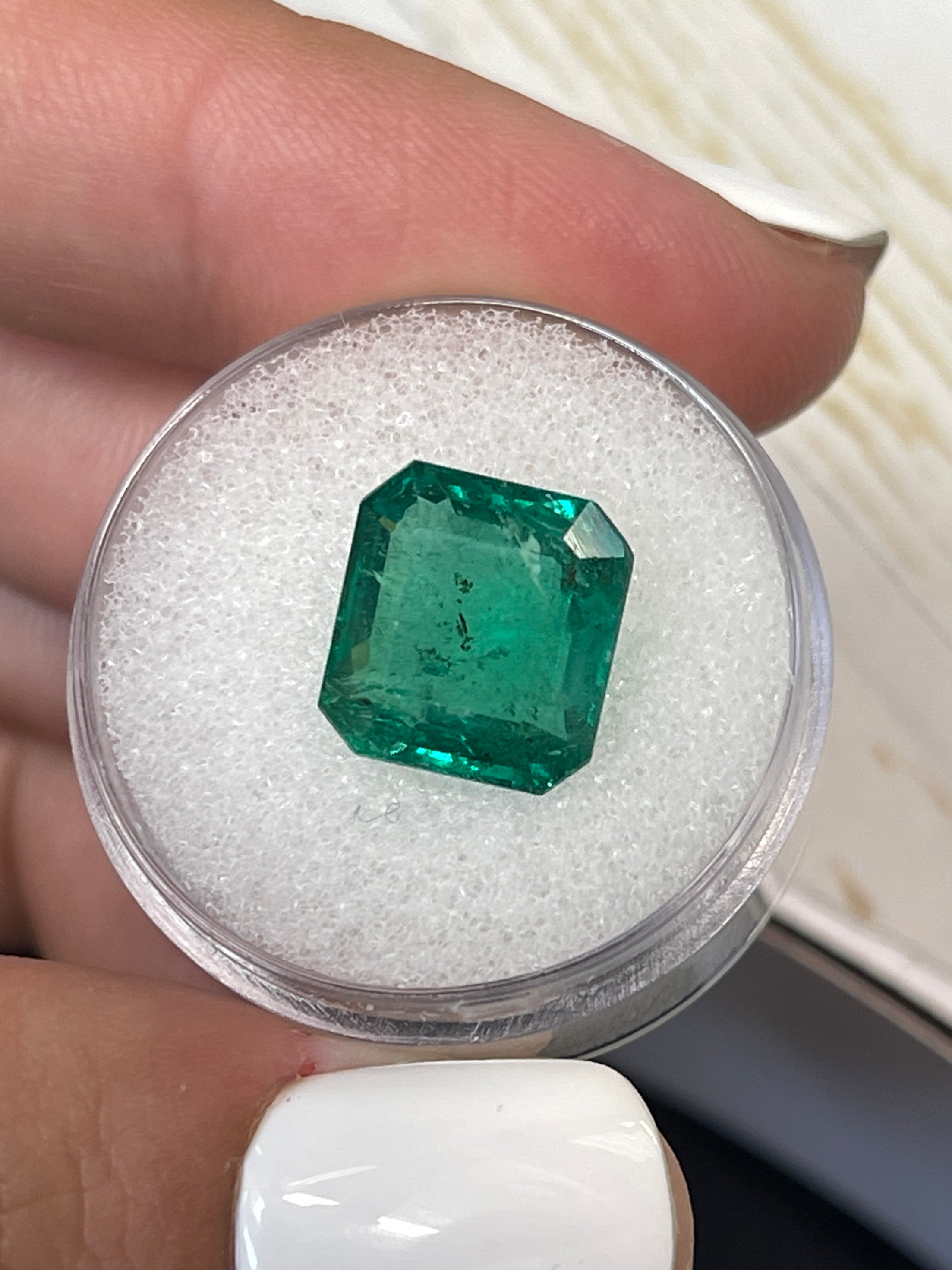 6.54 Carat Natural Loose Zambian Emerald - Medium Deep Green 11.3x10.6mm Emerald Cut Gemstone for Jewelry Making & Engagement Rings