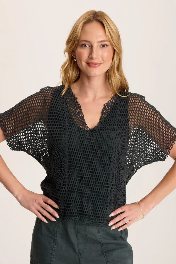 Silken Pine Crochet T-Shirt for Women - Soft & Comfortable Summer Top - Perfect for Beach, Vacation & Casual Outings