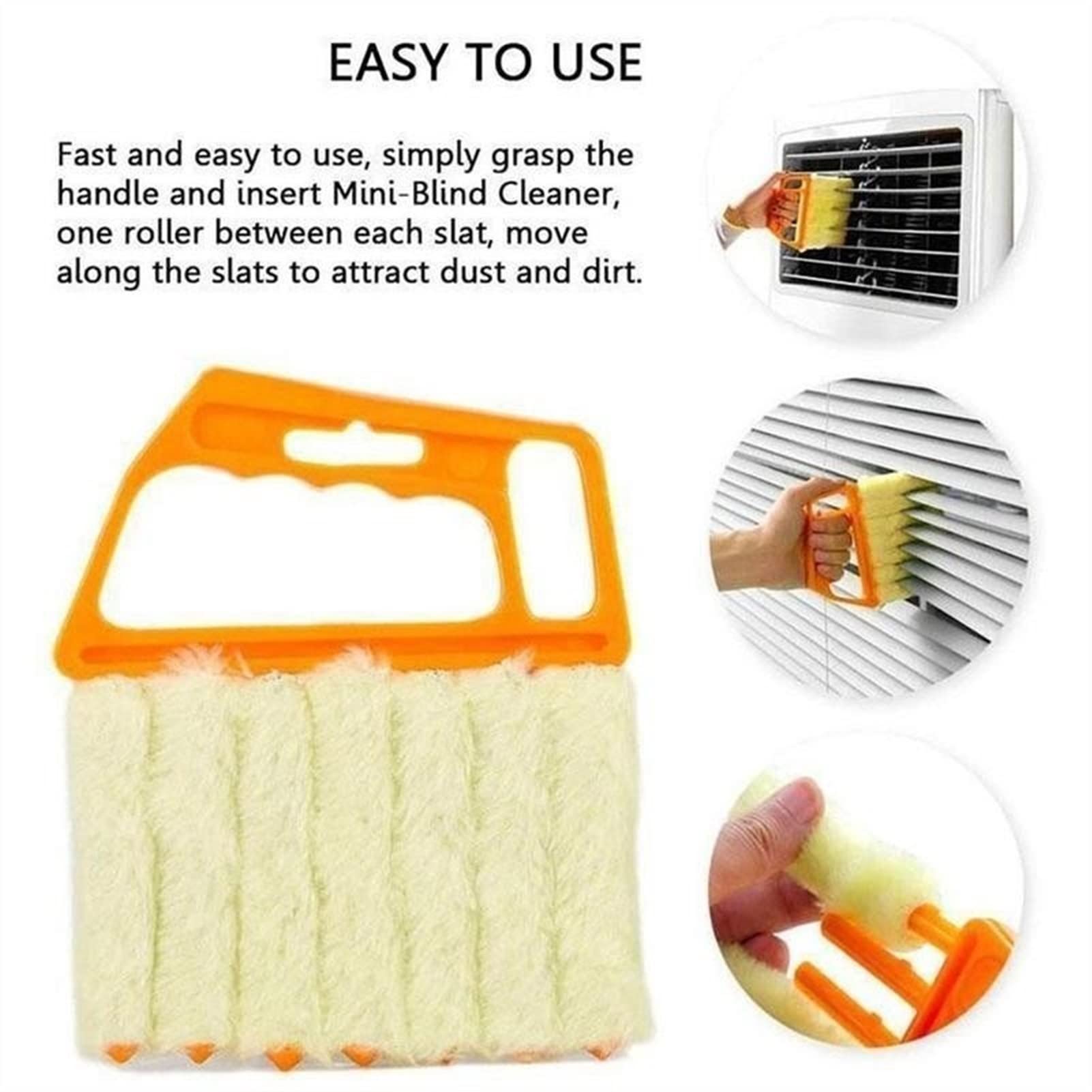 7-Toothed Shutter Cleaner Brush - Washable Microfiber Dust Remover for Blinds, AC & Car Vents