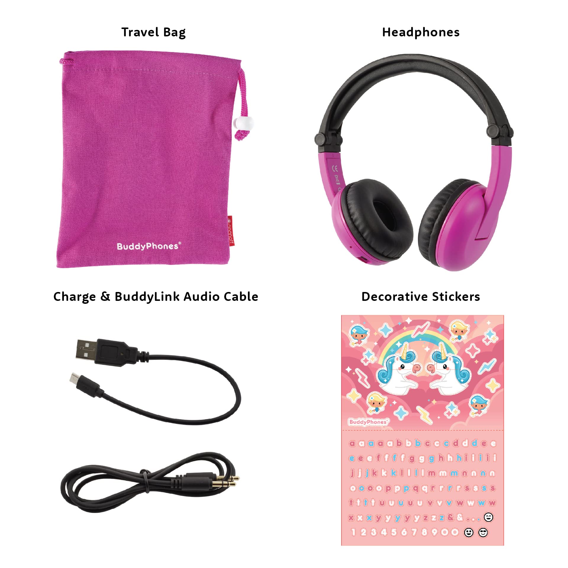 Amazon Exclusive Volume-Limiting Bluetooth BuddyPhones for Kids Ages 3-7 | PlayTime Pink | Safe Headphones for School, Travel & Home Learning