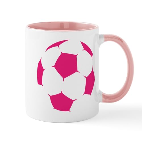 White/Pink Inside - Pink Soccer Ball Mugs