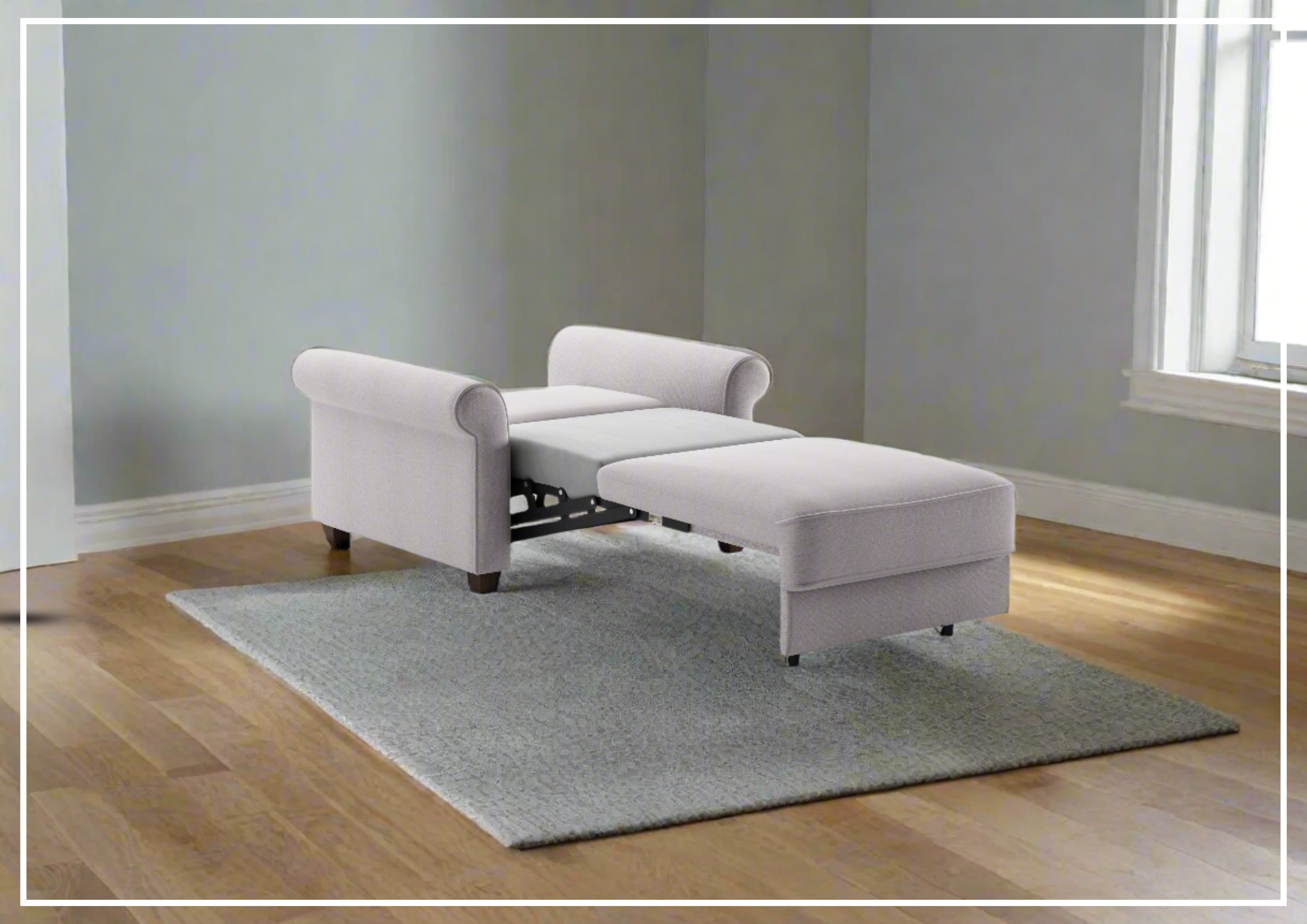 Luonto Casey Fabric Convertible Sofa Sleeper with Walnut Legs - Perfect for Small Spaces, Guest Rooms & Apartments