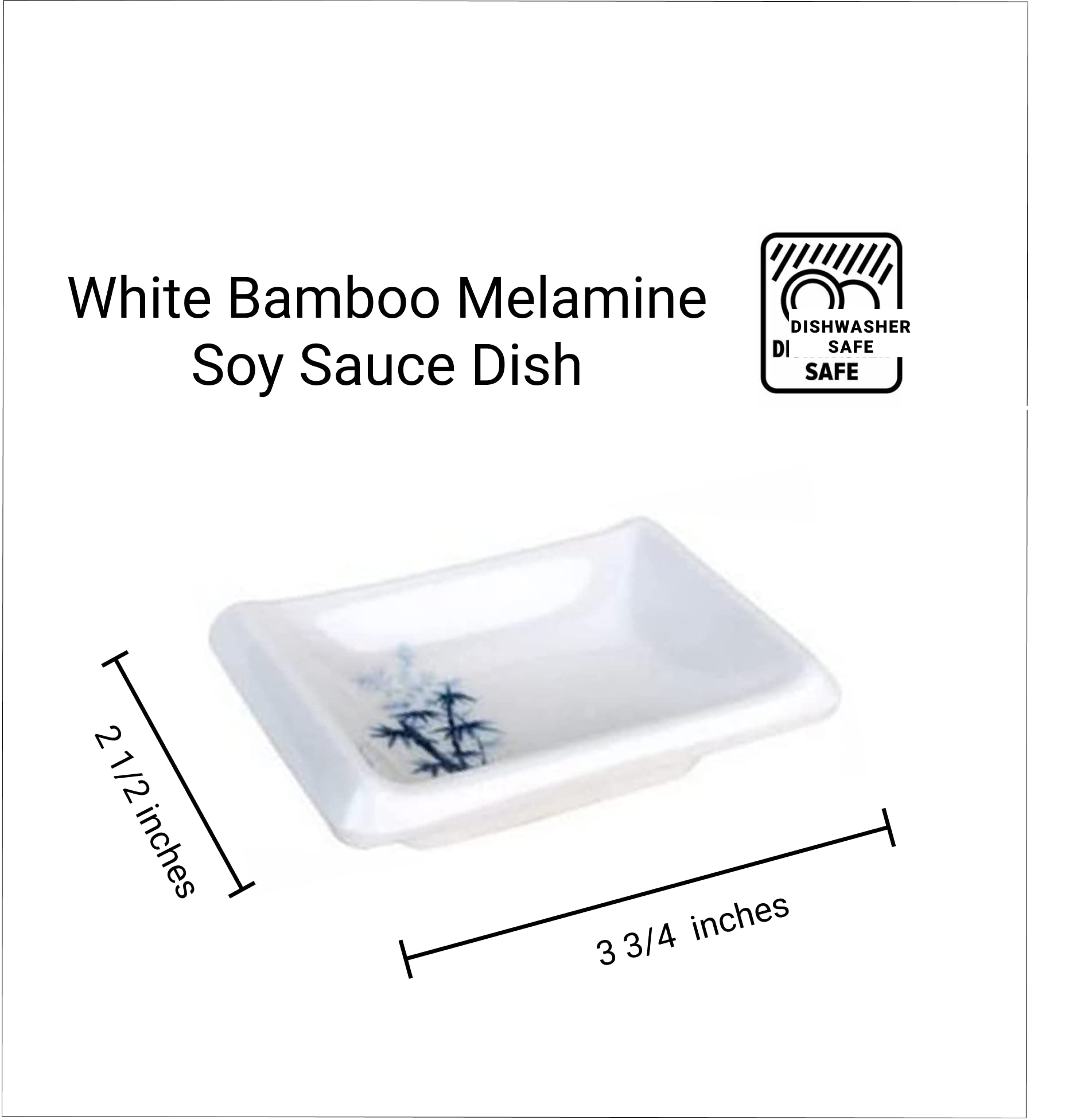 JapanBargain 2326 - Set of 4 White Soy Sauce Dishes with Blue Bamboo Pattern, Dipping Bowls for Sushi, Dumplings & Asian Cuisine - Perfect for Restaurants, Home Dining & Gift Giving