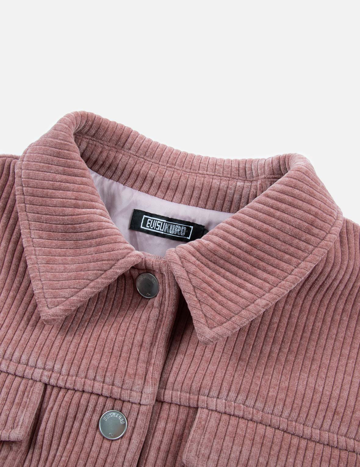 Gradient Shimmering Logo Print Oversized Corduroy Shirt Jacket for Women | Trendy Streetwear & Casual Layering | Perfect for Fall Fashion, Outdoor Adventures & Urban Style
