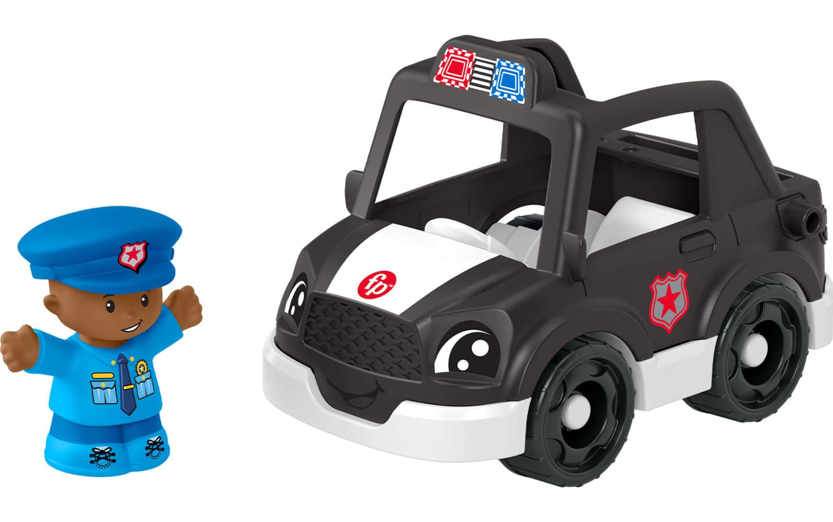 Fisher-Price Little People Toddler Toys Police Car Push-Along Vehicle with Figure - Pretend Play Toy for Preschool Kids Ages 1+ Years - Fun Role-Playing Toy for Toddlers & Early Learning Development