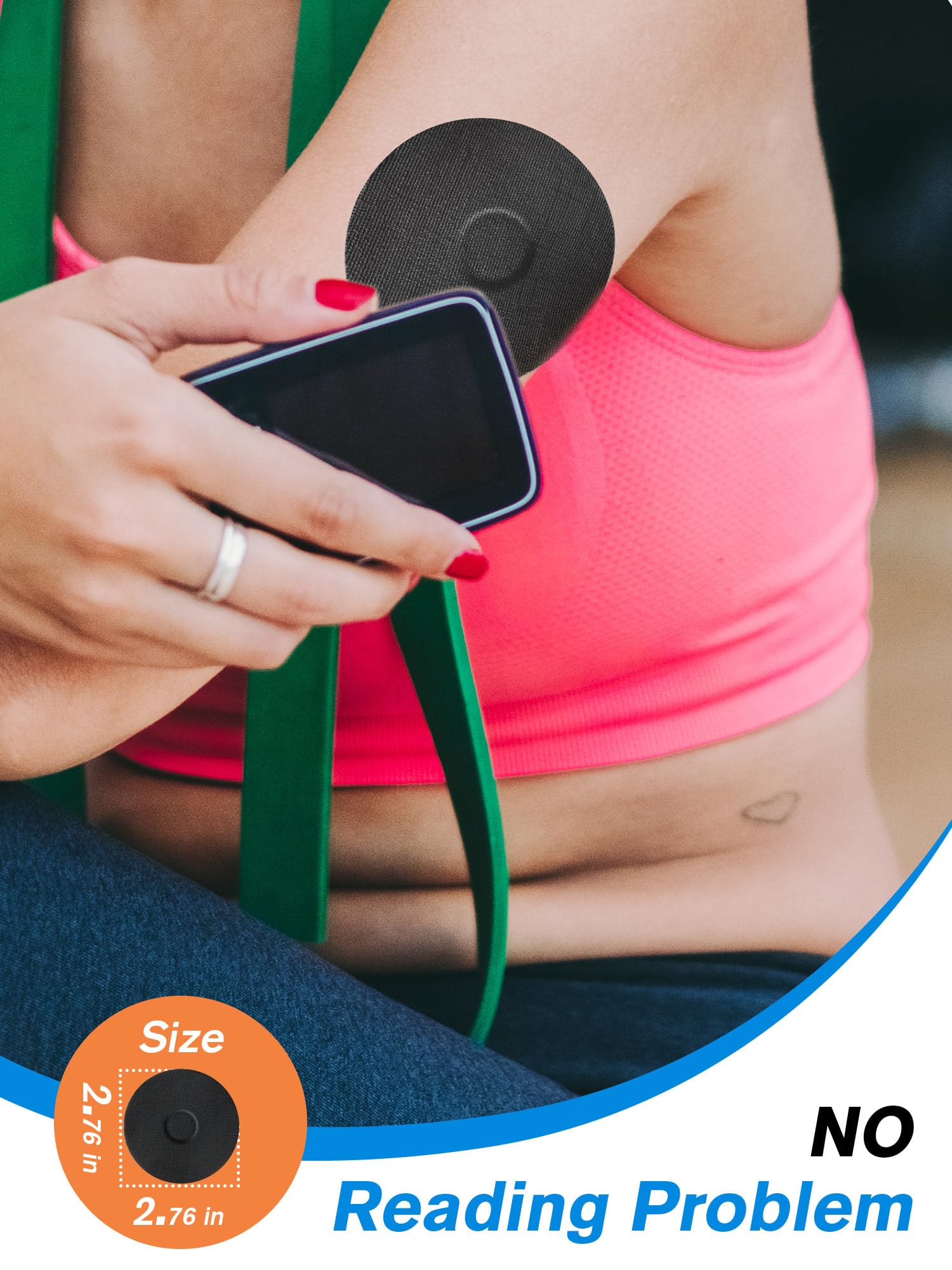 40 Pack Libre 3 Sensor Cover - Waterproof Adhesive Patches for Freestyle Libre 3 CGM - Pre-Cut Strong Hold Tape with Glue-Free Center (Black) - Ideal for Swimming, Sports & Active Lifestyles