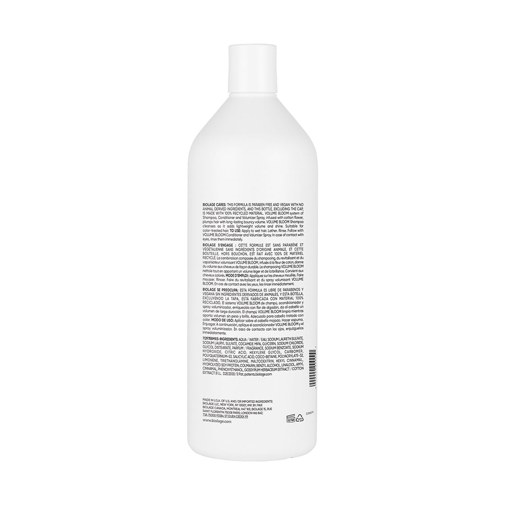 Biolage VolumeBloom Shampoo for Fine Hair - 33.8oz/1L Volumizing Shampoo with Biotin & Zinc - Adds Body & Thickness - Perfect for Daily Use at Home or Salon