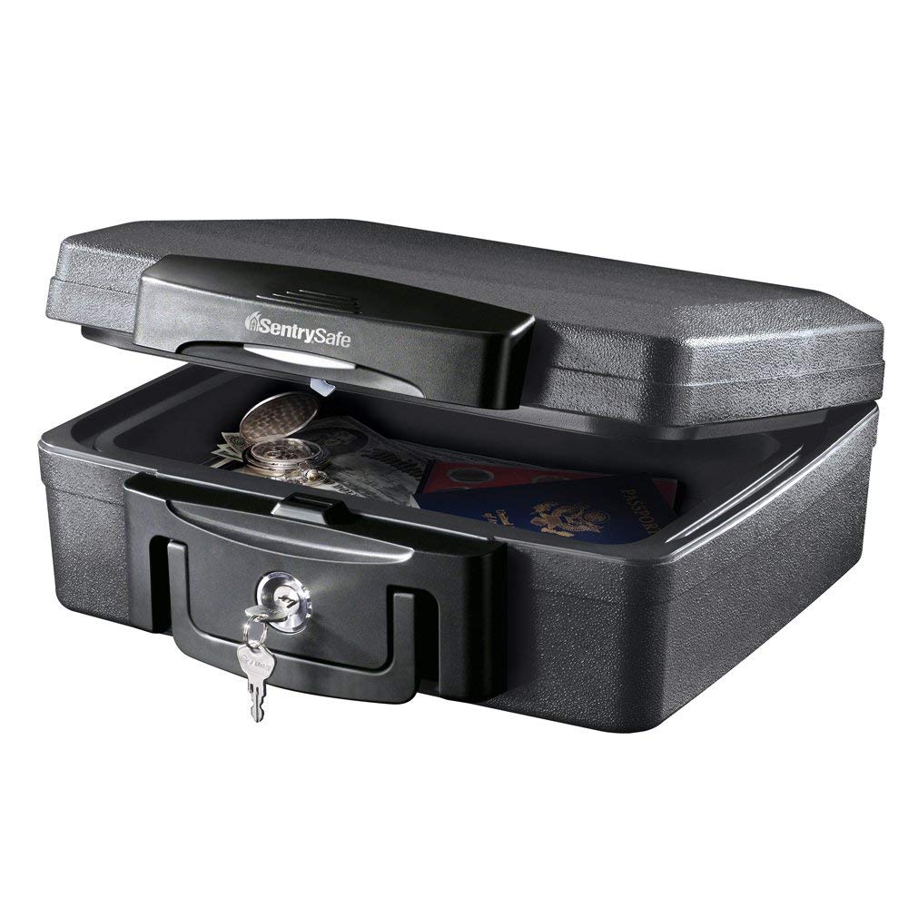 SentrySafe H0100 Fireproof Waterproof Document Safe Box with Key Lock - 0.17 Cubic Feet Capacity - Black - New Improved Version - Perfect for Home, Office & Travel to Protect Important Documents, Cash & Valuables