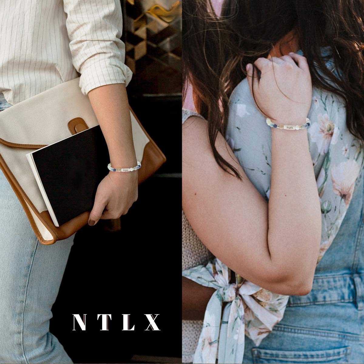 NTLX Inspirational Bracelets for Women - Faith Bracelet with Natural Stones, Stretch Message Bracelet in Gift Box - Perfect Motivational Gift for Her, Birthday, Christmas, or Daily Encouragement