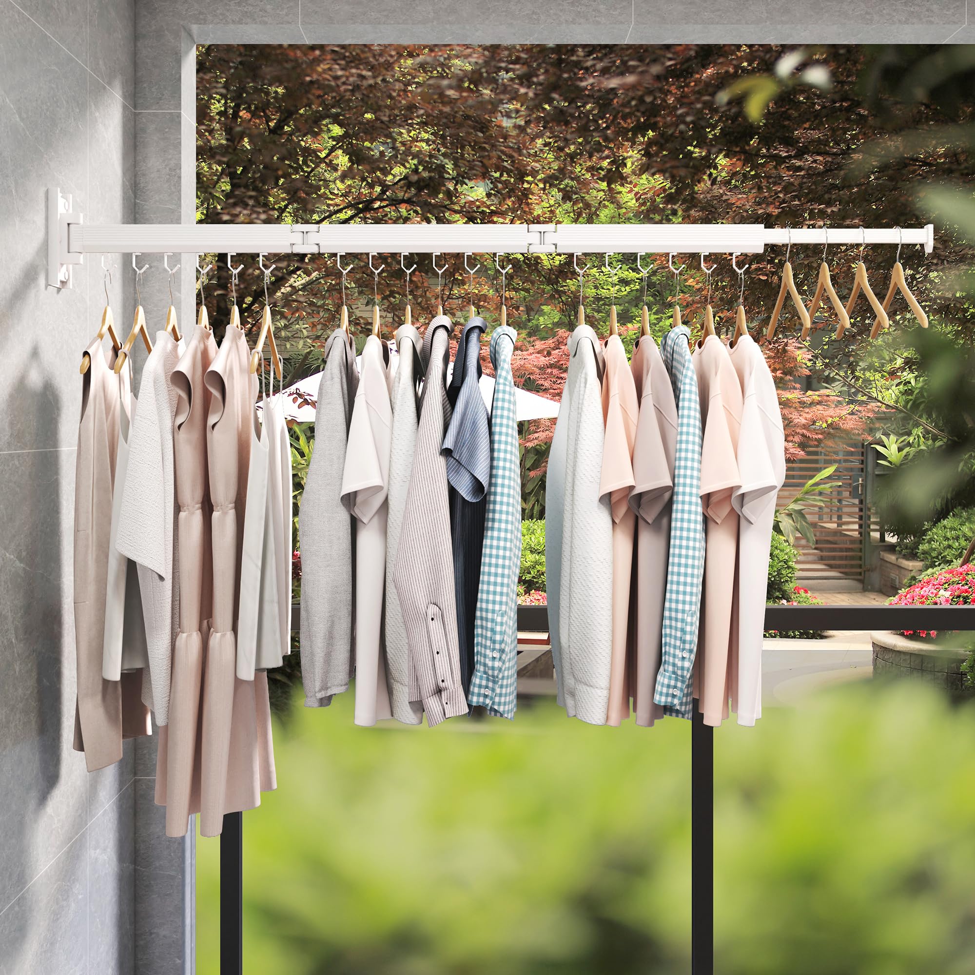 Wall Mounted Laundry Drying Rack - Retractable & Collapsible for Small Spaces