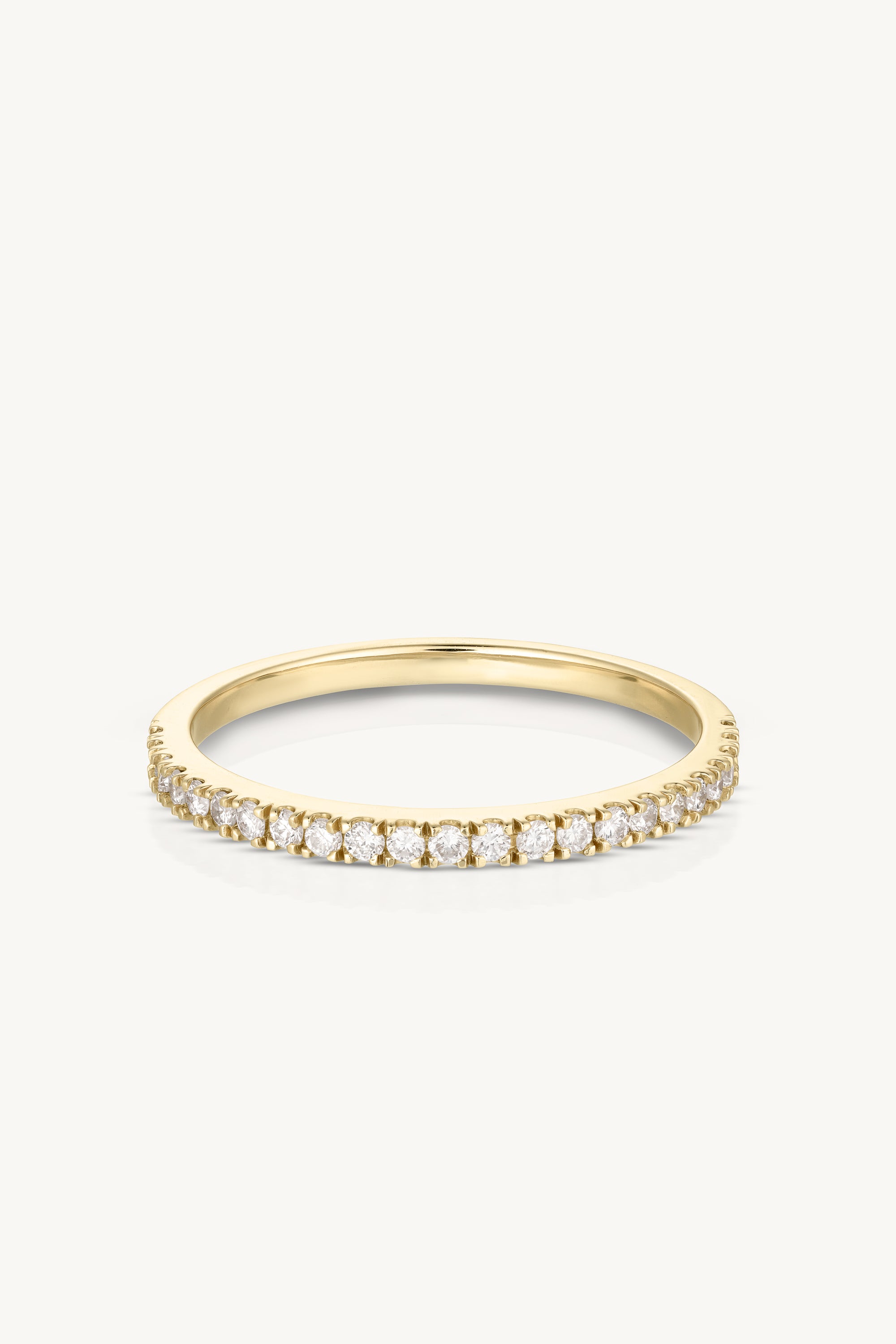 9K Yellow Gold Pave Diamond Band Ring for Women - Elegant Stackable Wedding Band, Anniversary Gift for Her - Perfect for Everyday Wear & Special Occasions